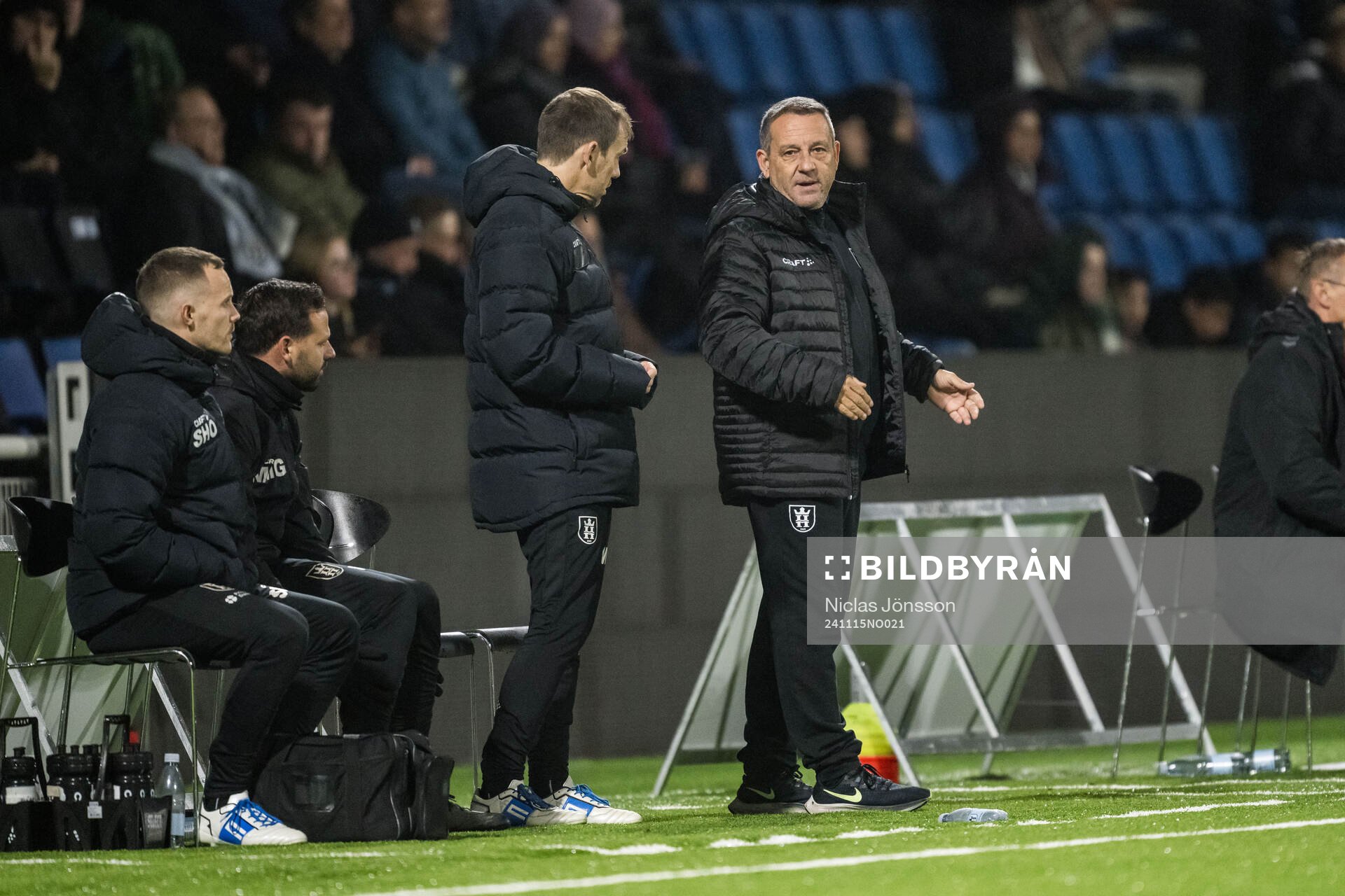 Head coach Pep Alomar of FC Helsingør during the 2 Division football match between FC Helsingør and Ishøj on November 15, 2024 in Helsingør.