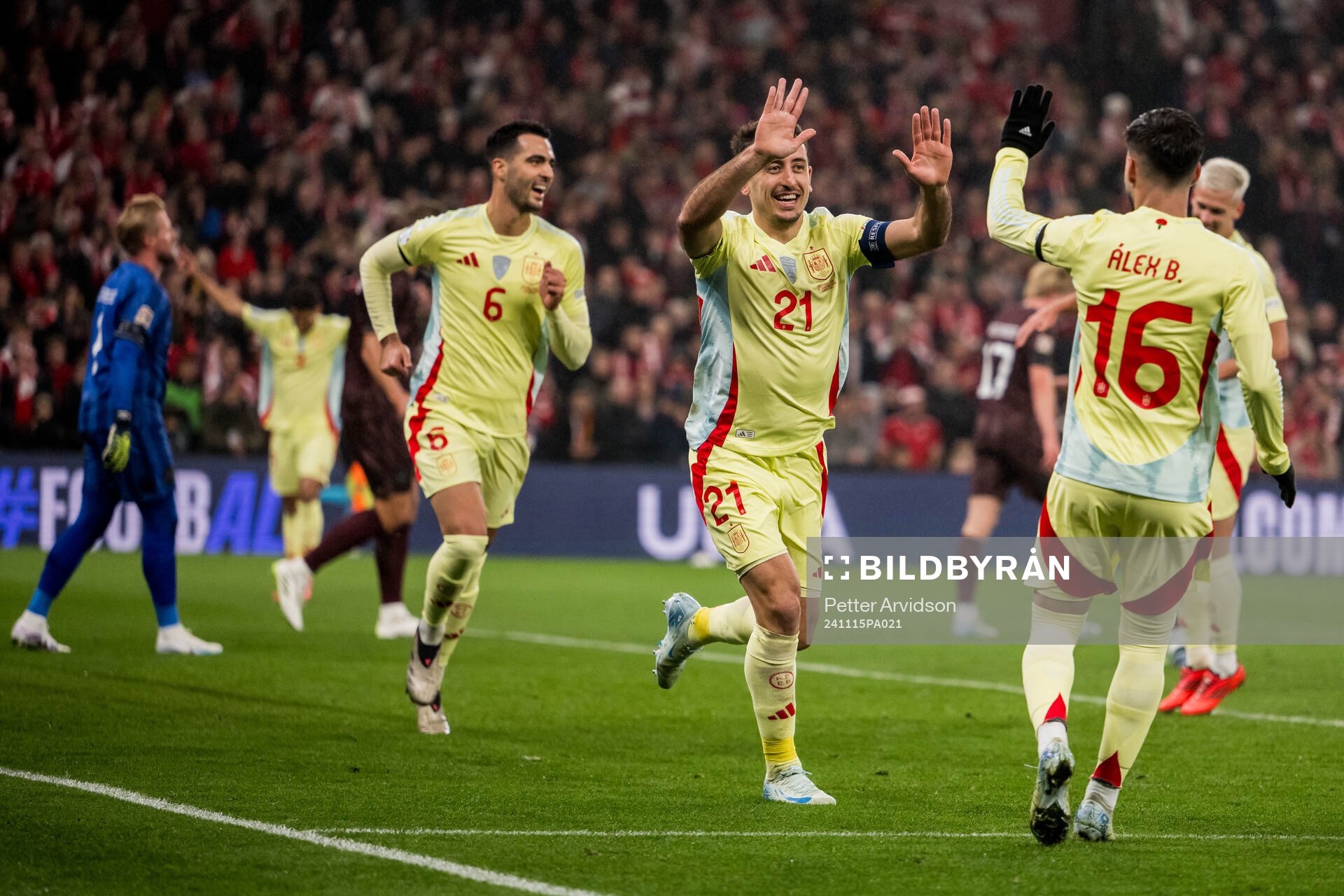 Mikel Oyarzabal of Spain celebrates