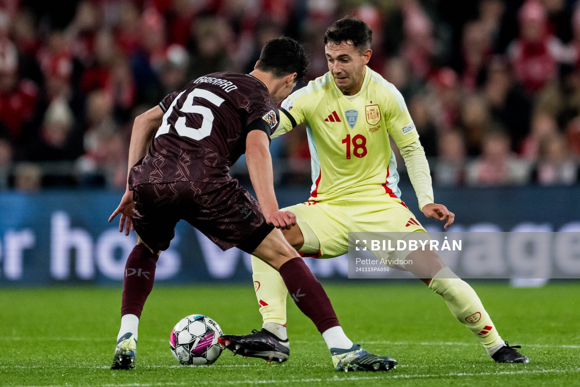 Christian Nørgaard of Denmark and Martin Zubimendi of Spain