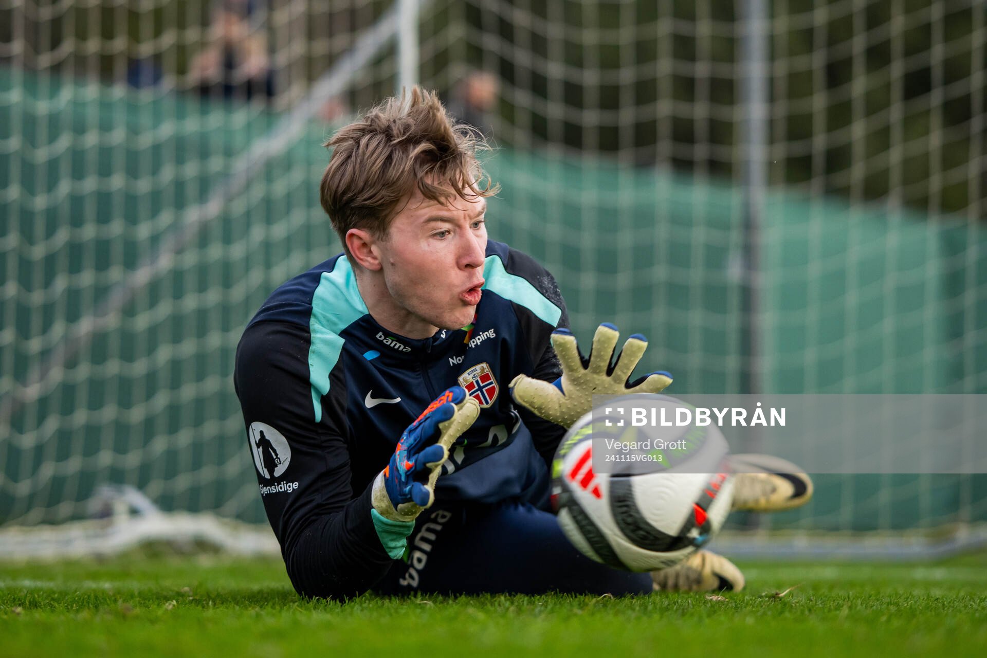 Goalkeeper Mathias Dyngeland of the Norwegian national