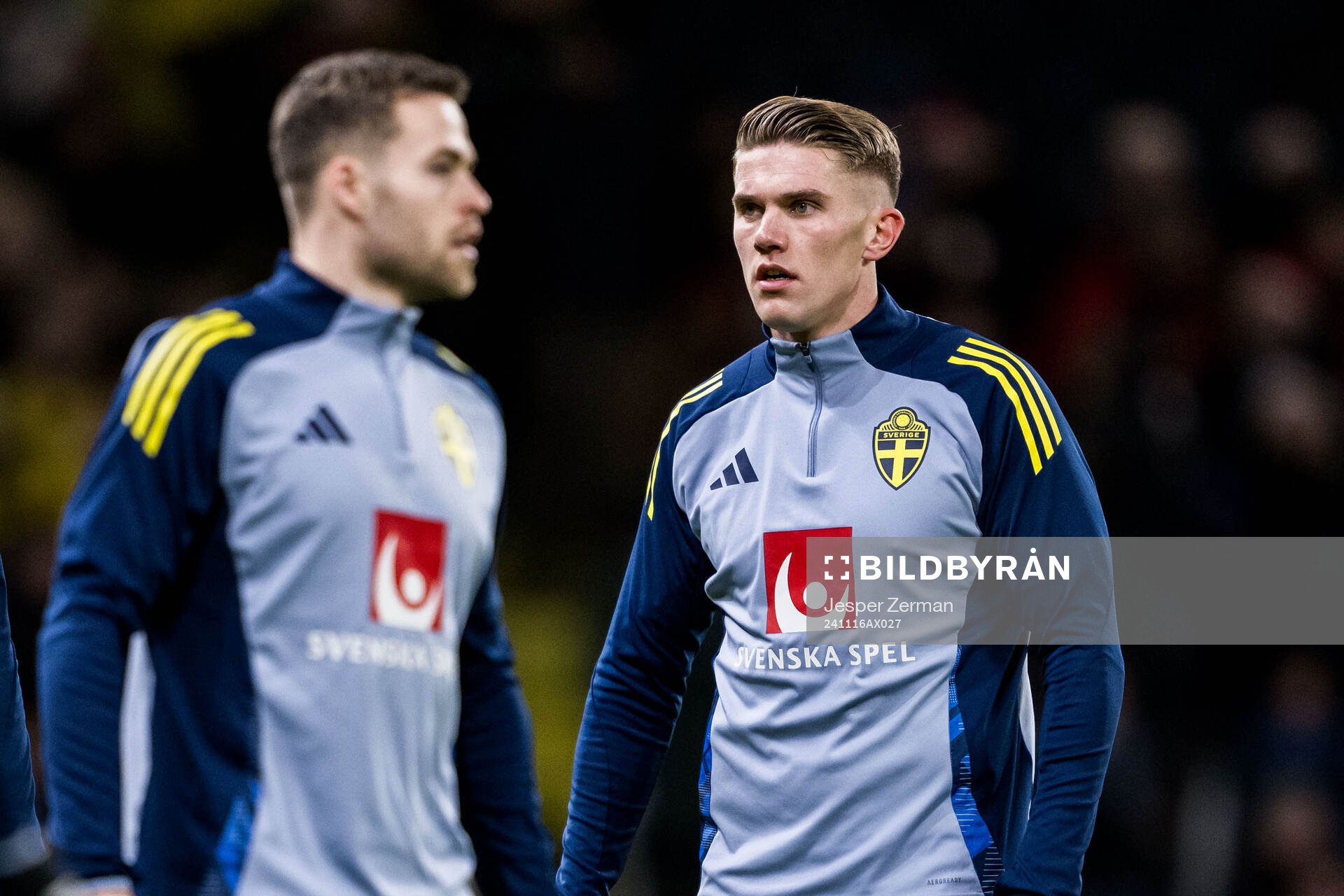 Gabriel Gudmundsson and Viktor Gyökeres of Sweden
