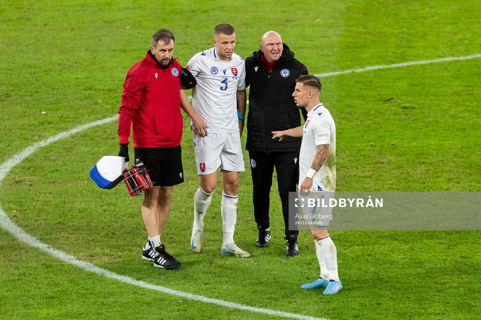 Denis Vavro of of Slovakia leaves the field