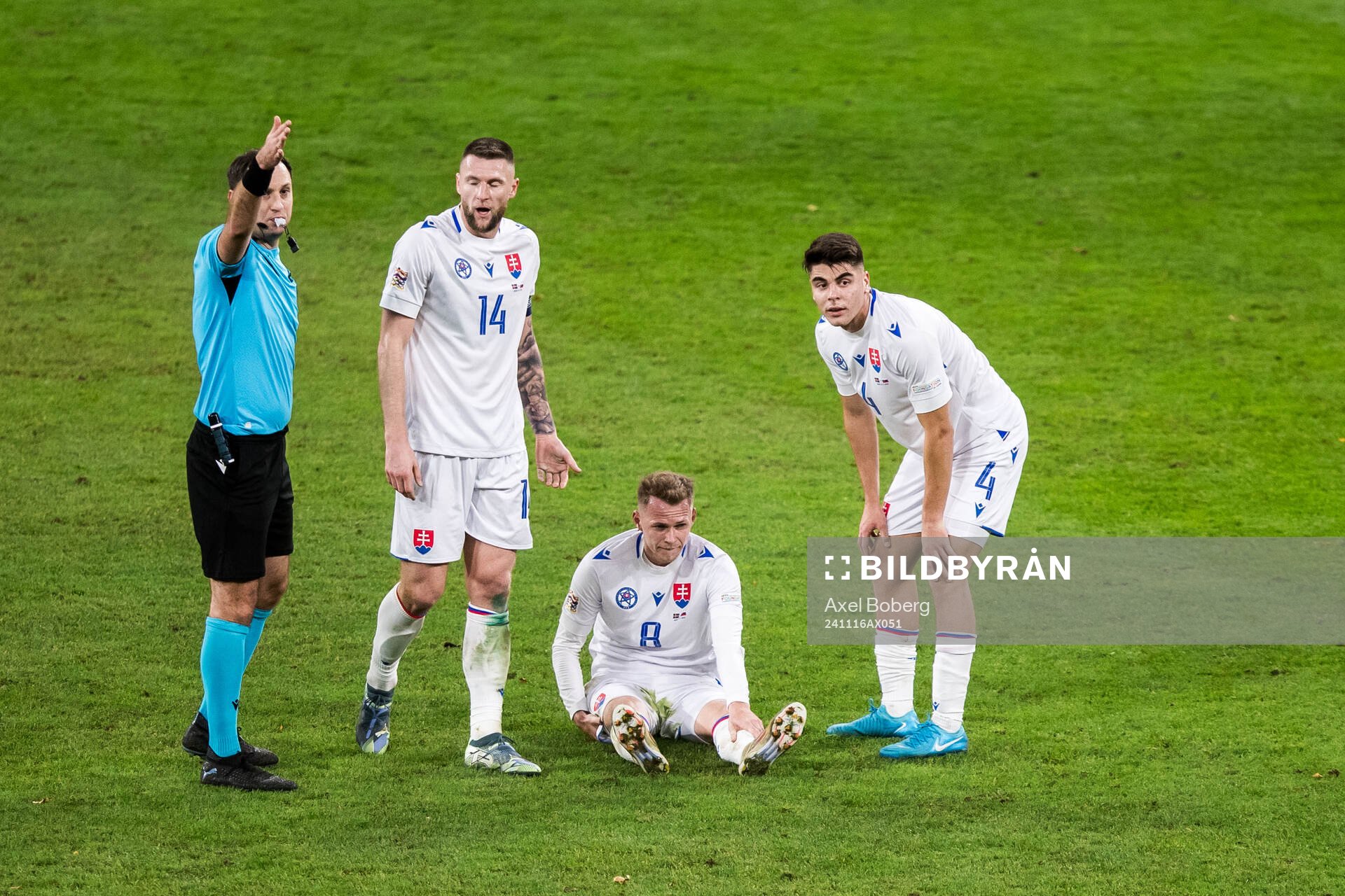 Ondrej Duda of Slovakia in pain