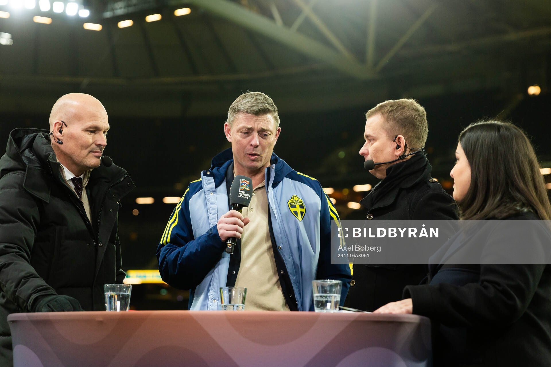 Head coach Jon Dahl Tomasson of Sweden is interviewed in