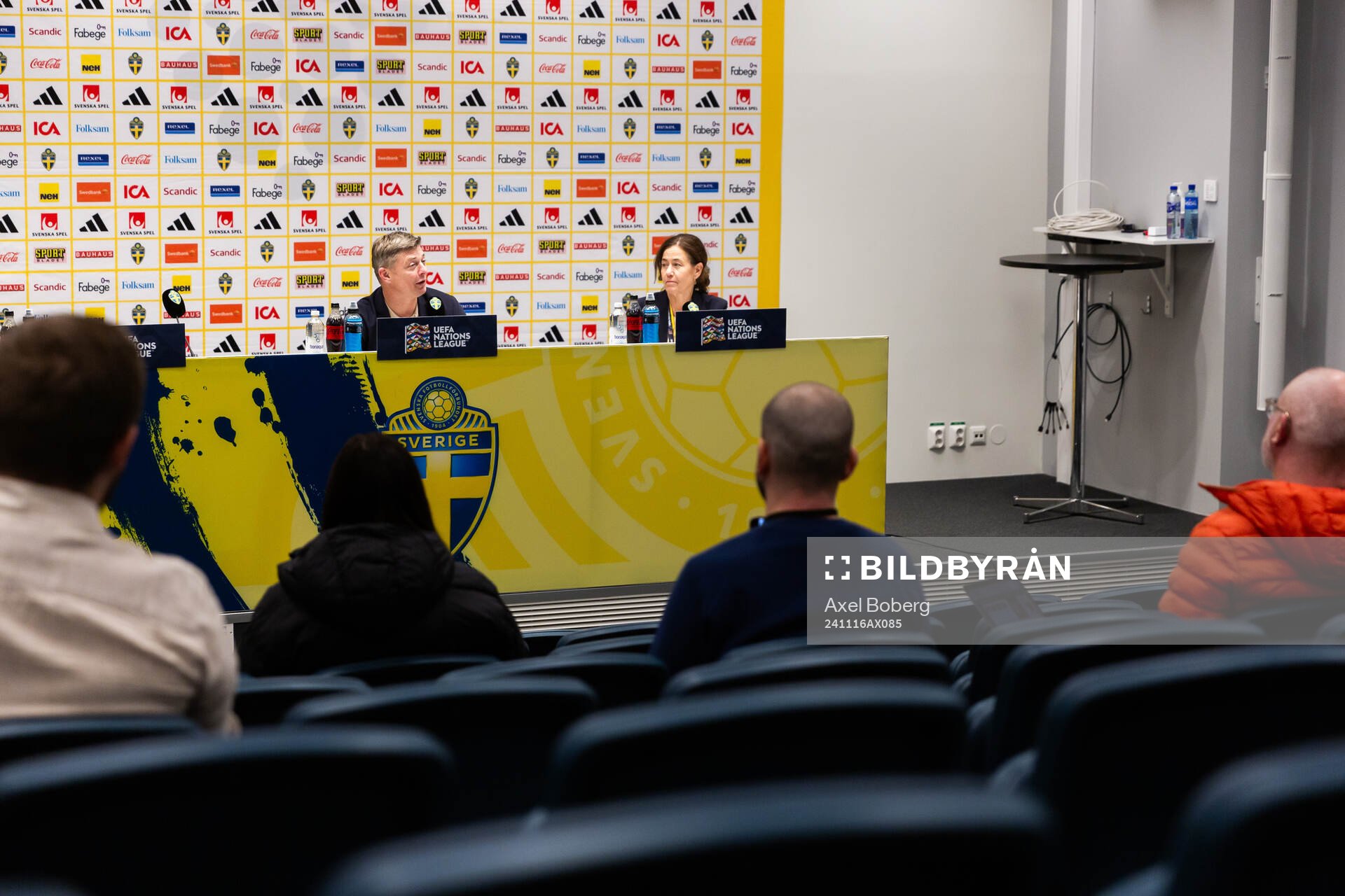 Head coach Jon Dahl Tomasson of Sweden during the press conference after the Nations League football match between Sweden and Slovakia on November 16, 2024 in Stockholm.