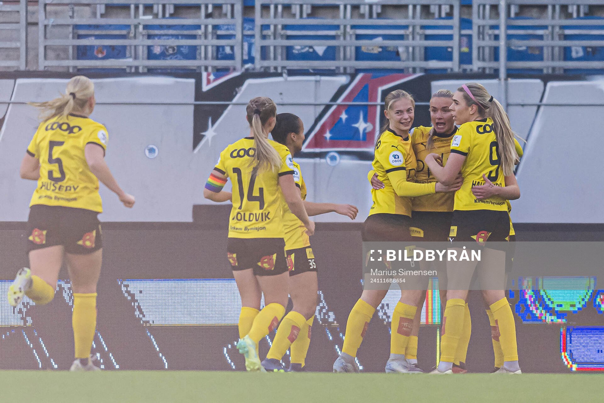 Thea Kyvåg of LSK Kvinner celebrates after scoring the 0-1 goal during the Toppserien football match between Vålerenga and LSK Kvinner on November 16, 2024 in Oslo.