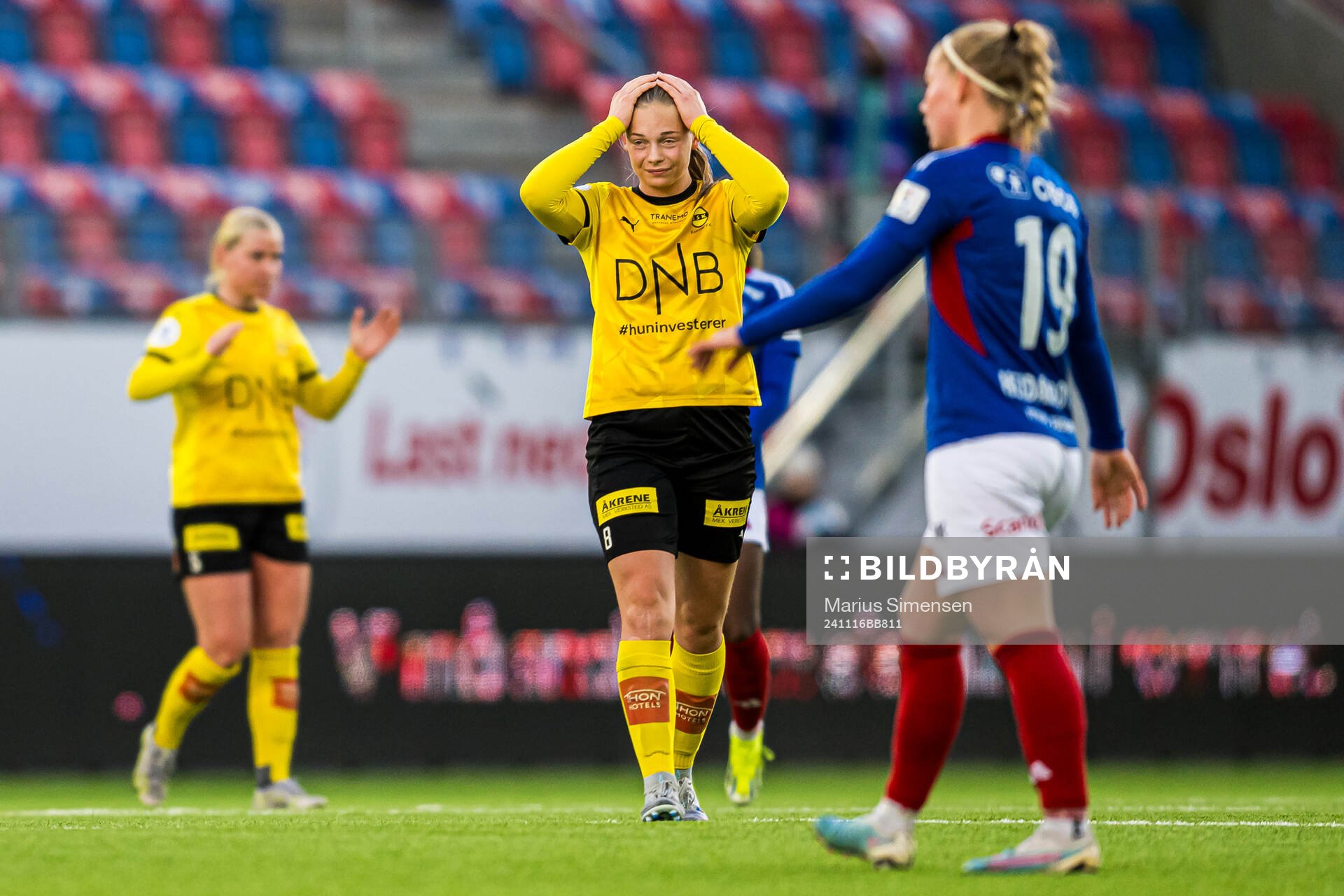 Mille Ivi Christensen of LSK Kvinner looks dejected