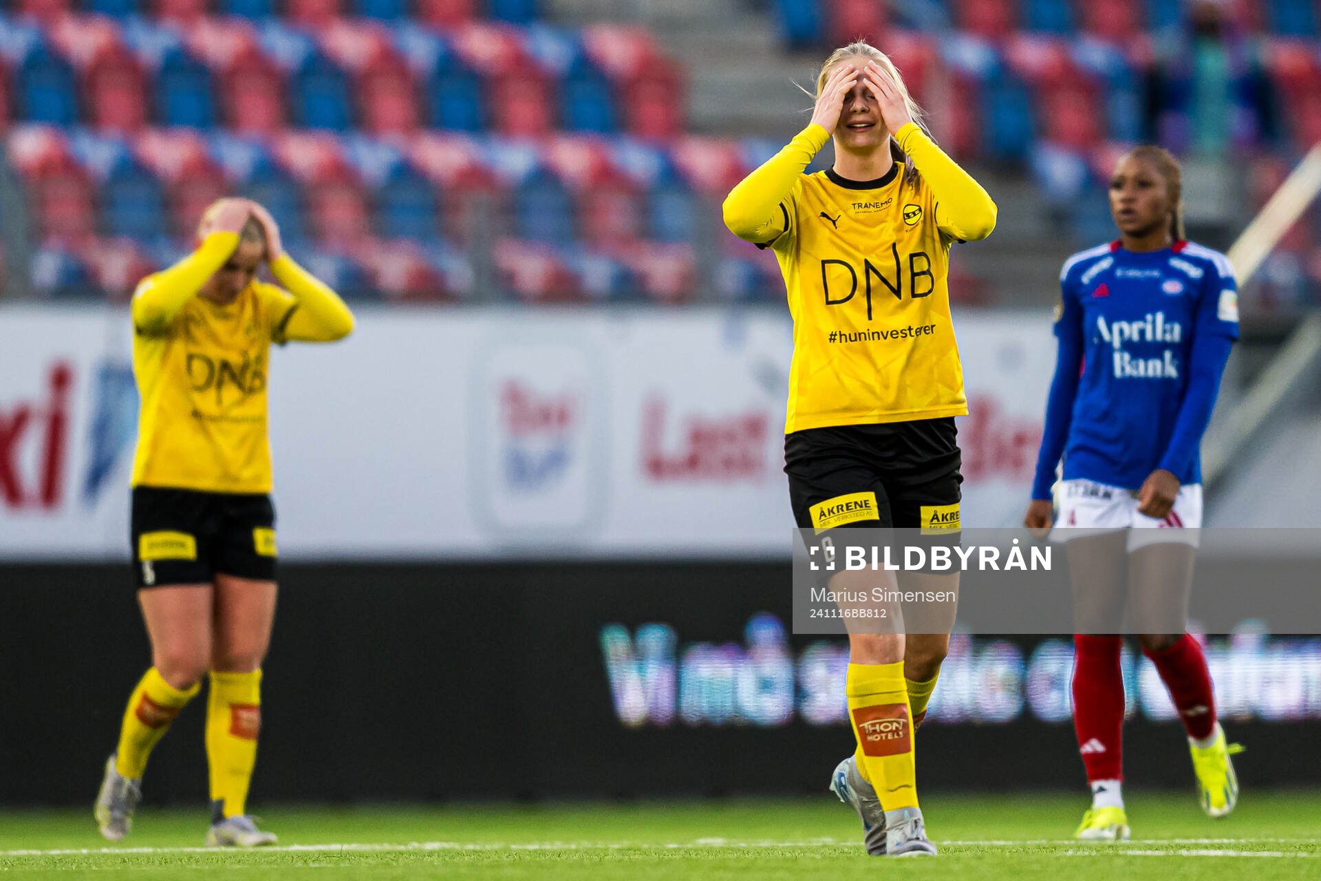 Mille Ivi Christensen of LSK Kvinner looks dejected