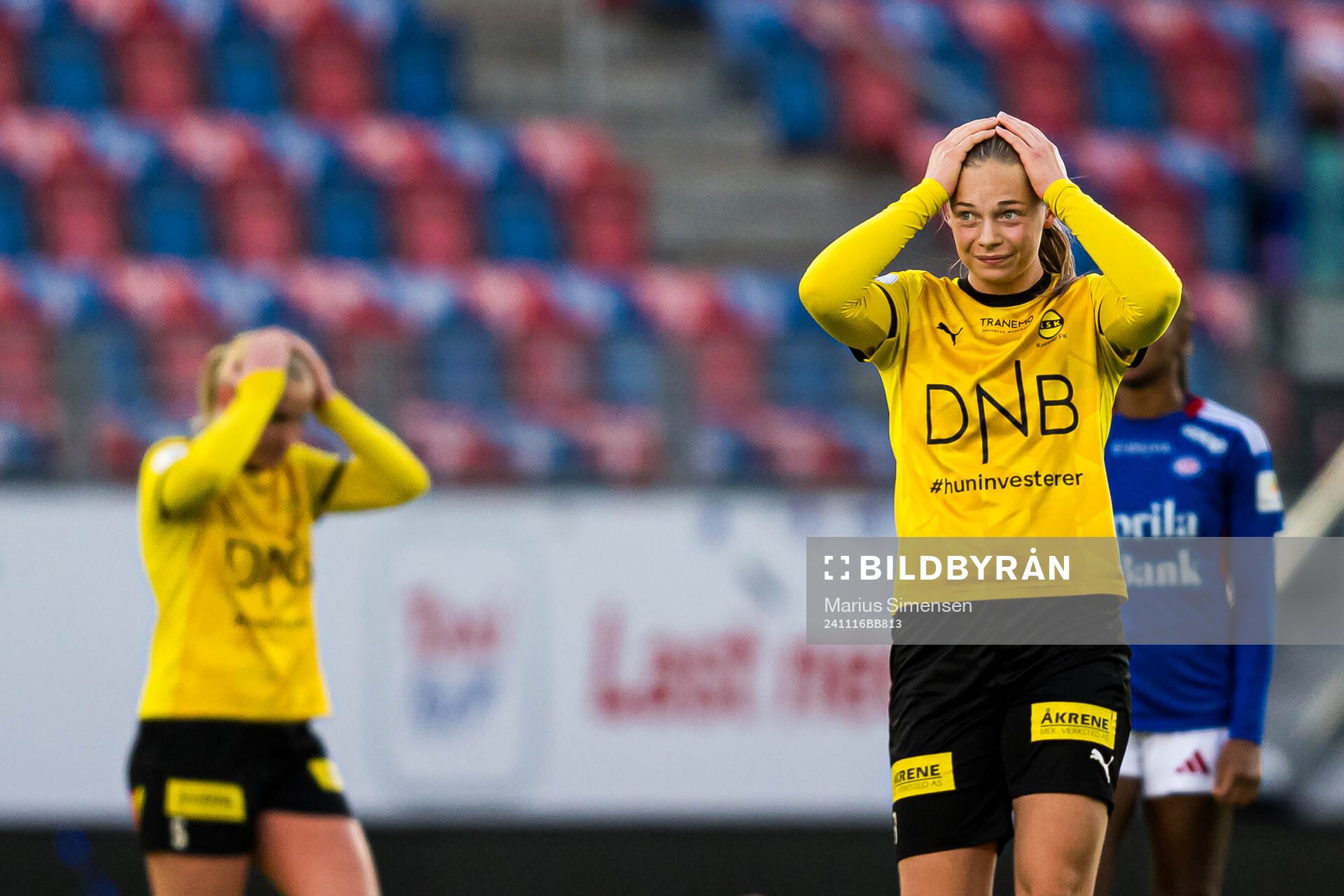 Mille Ivi Christensen of LSK Kvinner looks dejected