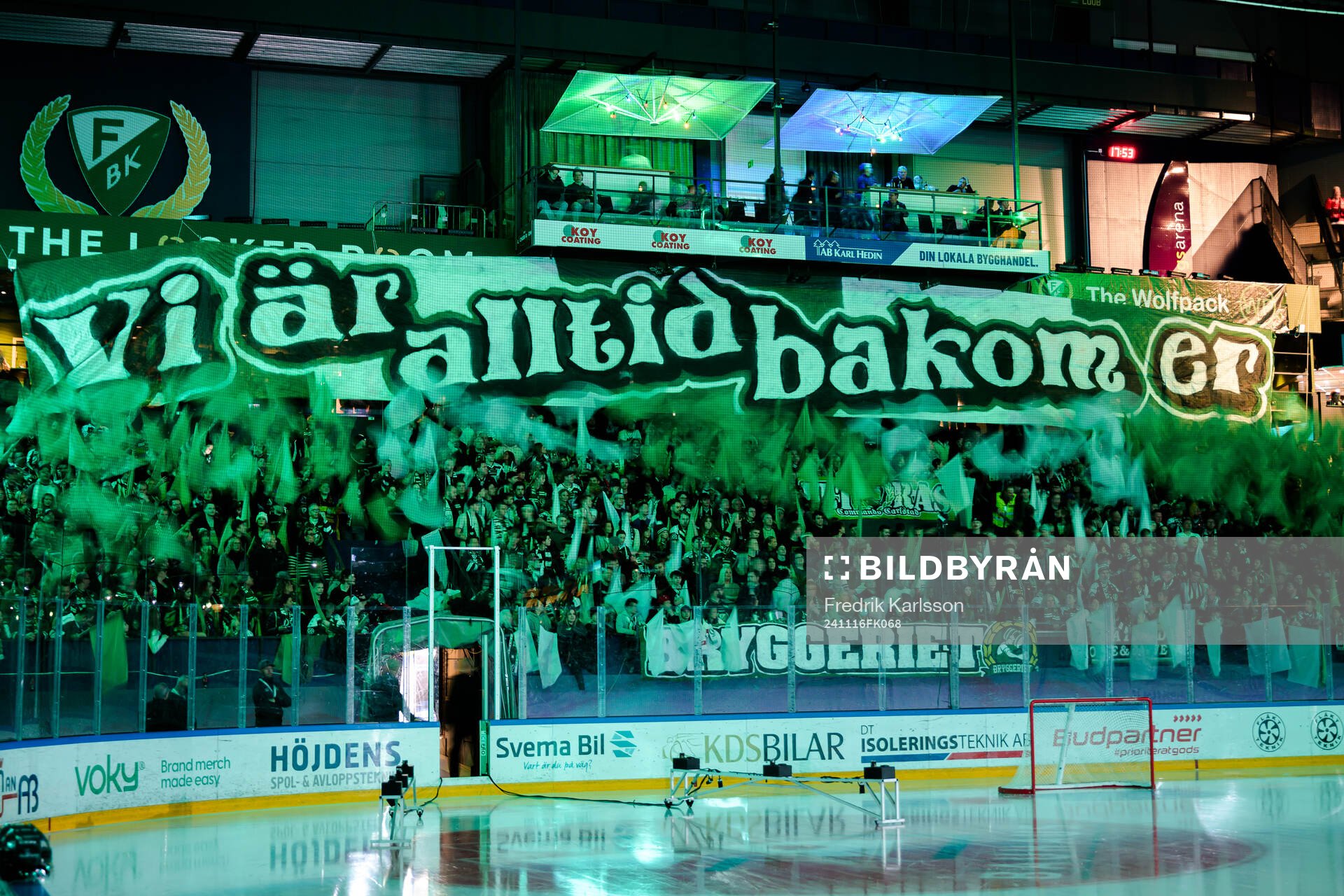 Färjestads supportrar med tifo