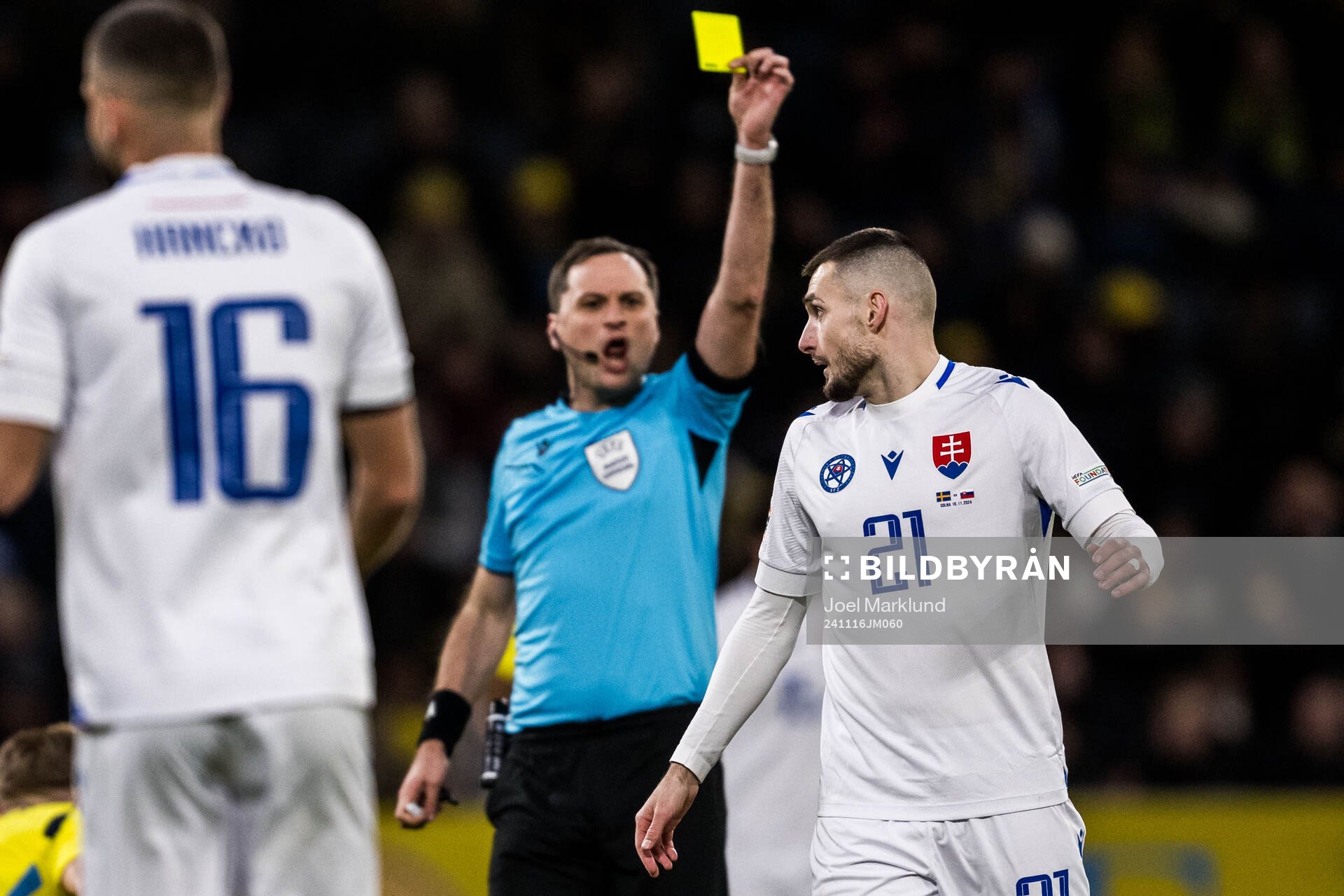 Dejan Kulusevski of Sweden revives a yellow crd