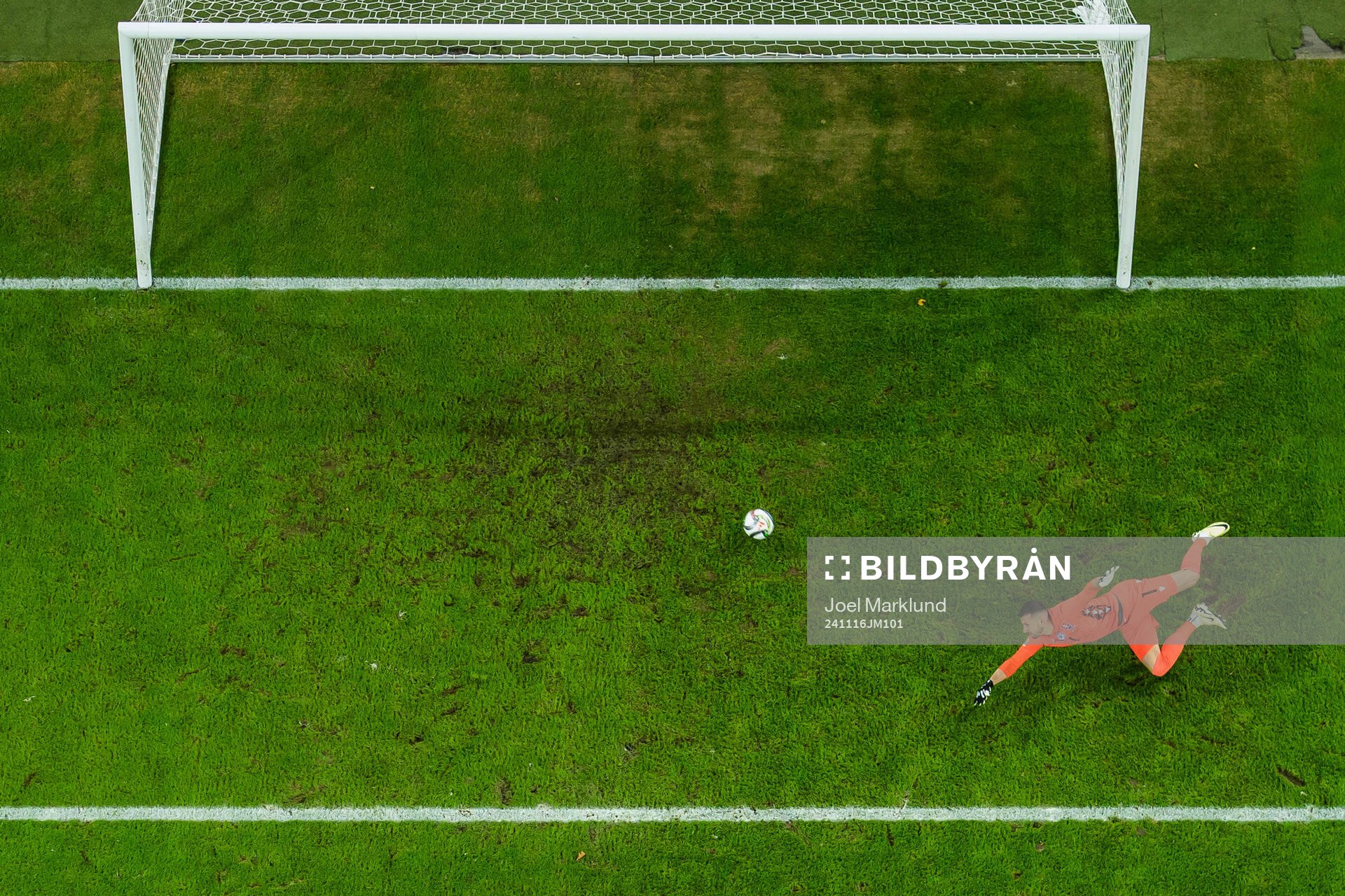 Goalkeeper Martin Dubravka of Slovakia lets in the 1-0 goal