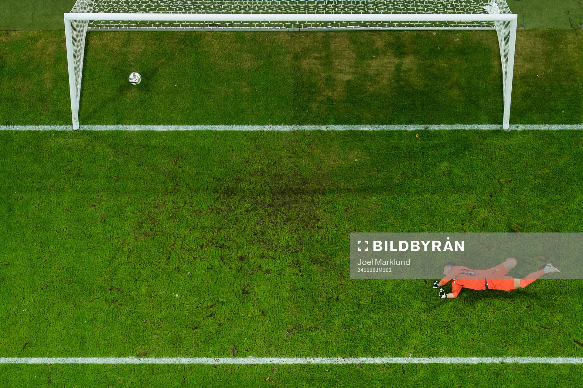 Goalkeeper Martin Dubravka of Slovakia lets in the 1-0 goal