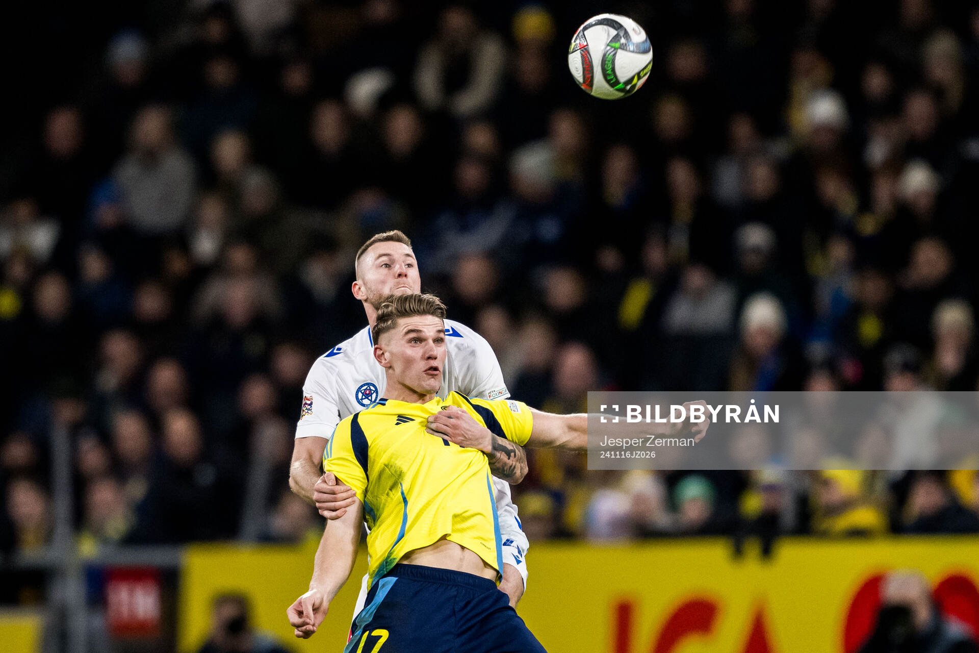 Viktor Gyökeres of Sweden and Milan Skriniar of Slovakia