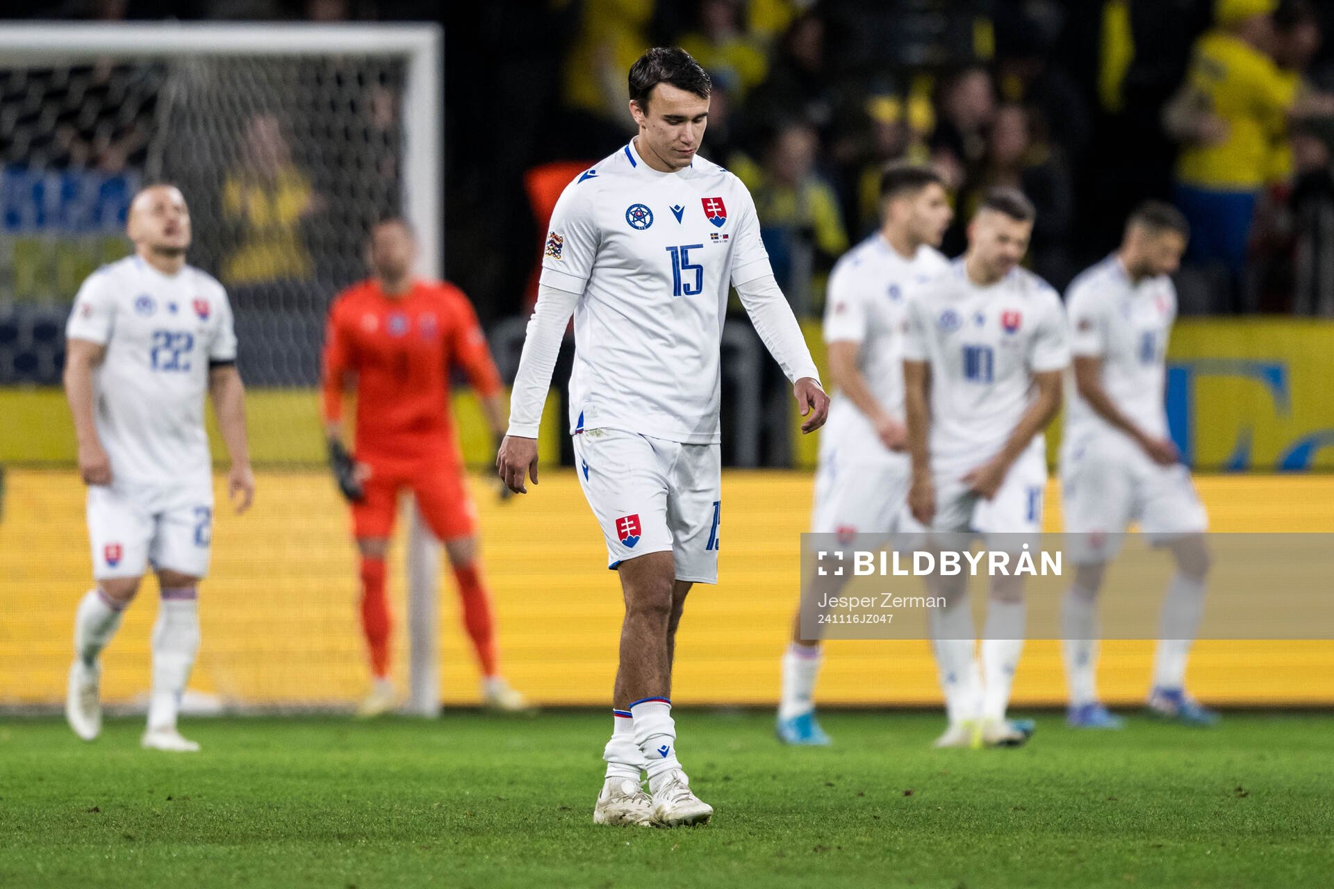 David Strelec of Slovakia looks dejected