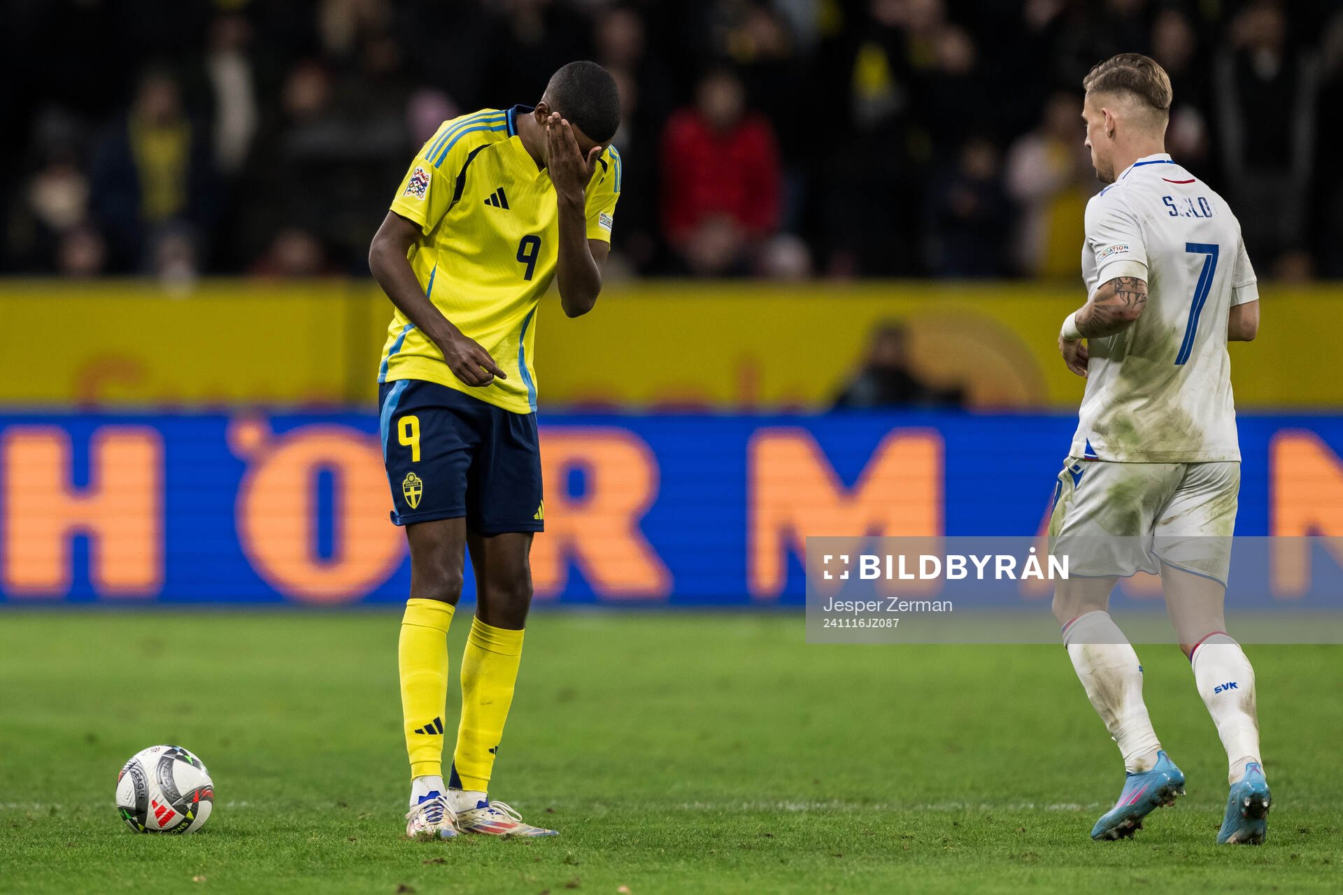 Alexander Isak of Sweden in pain