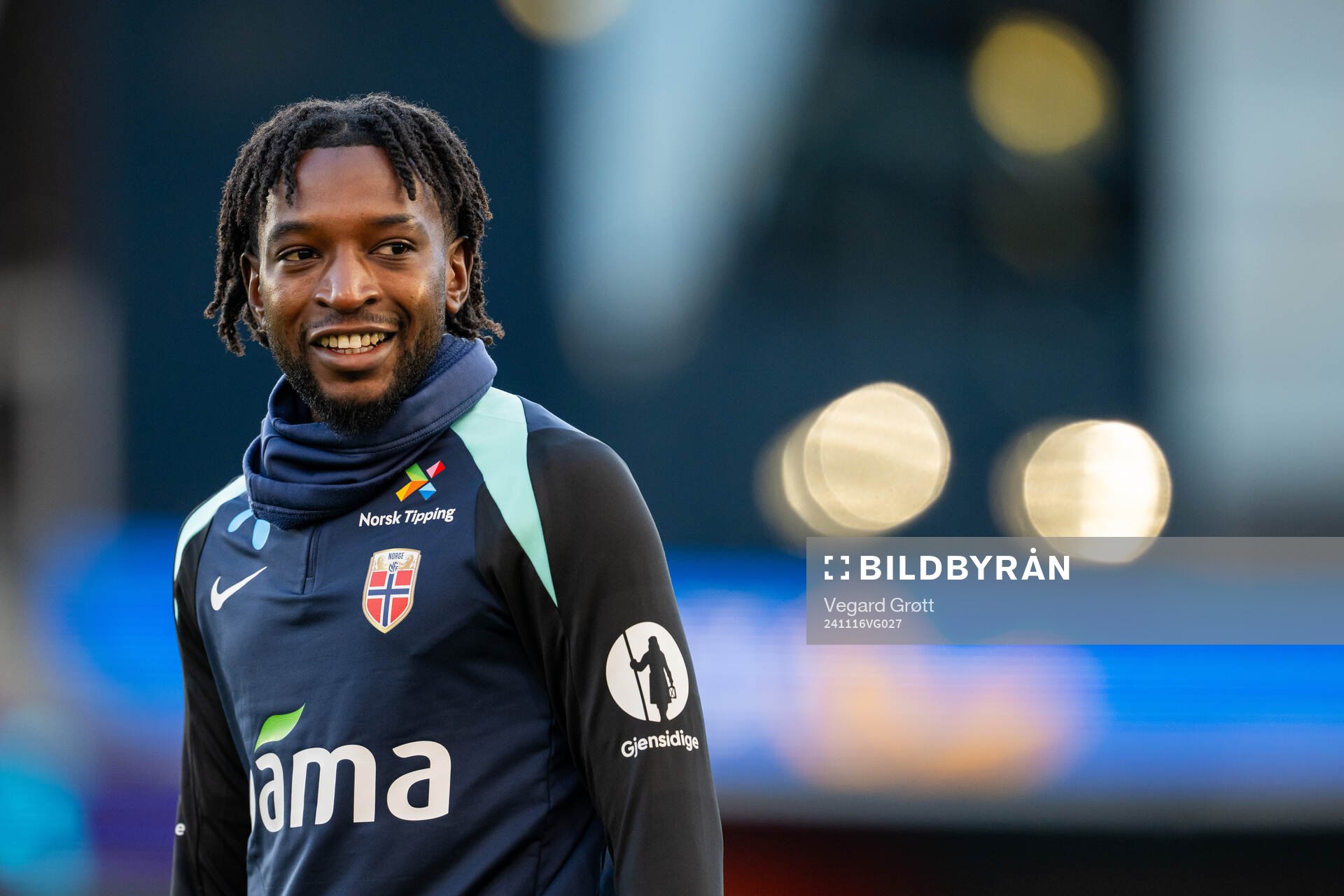 Warren Kamanzi of the Norwegian national football team during a training session on November 16, 2024 in Oslo. 
