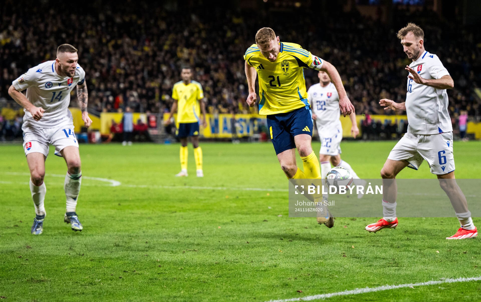 Milan Skriniar and Norbert Gyömber of Slovakia and Dejan