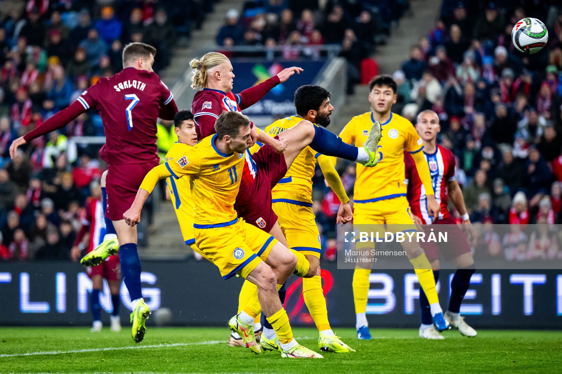 Alexander Sørloth and Erling Braut Haaland of Norway