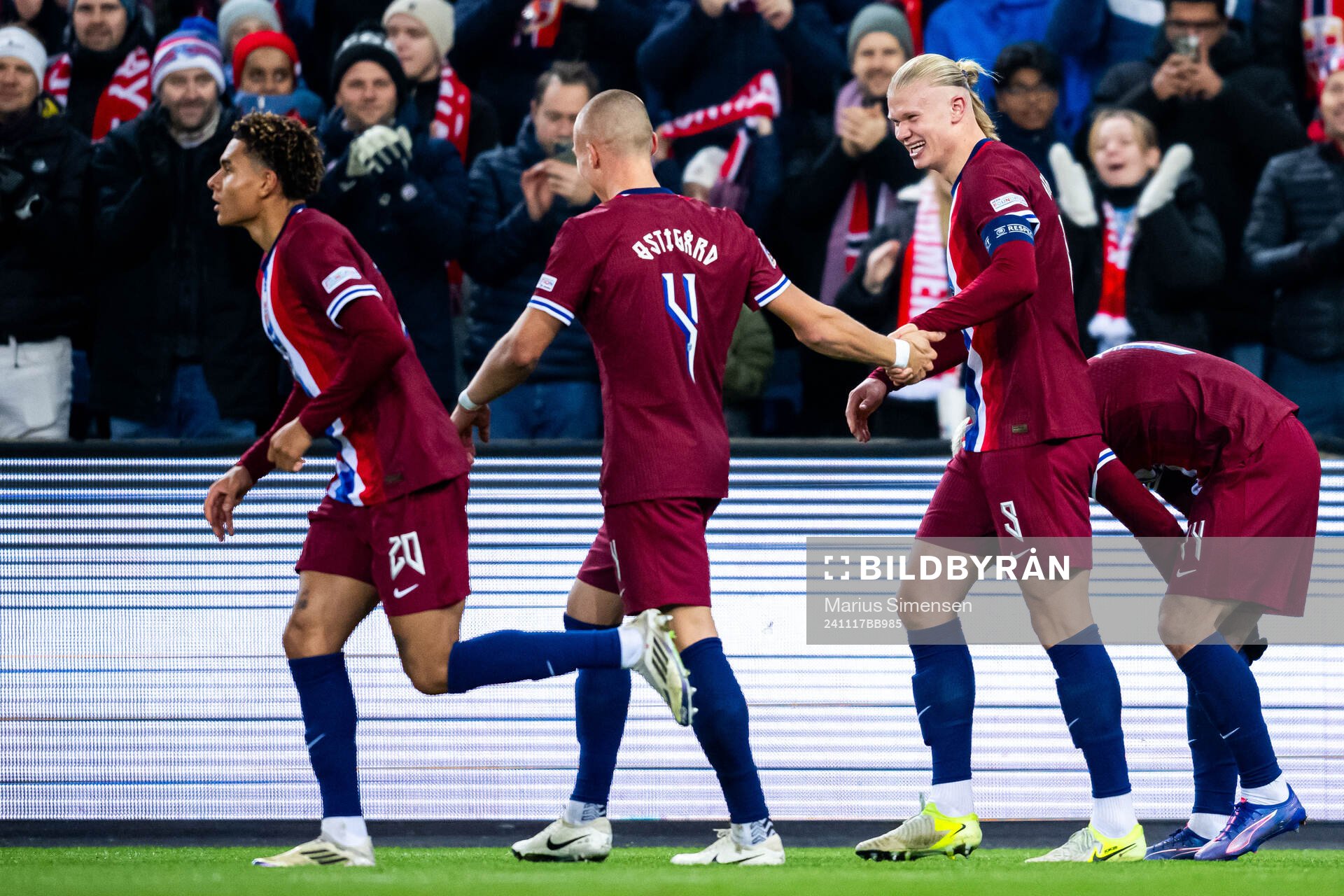 Erling Braut Haaland of Norway celebrates scoring 1-0