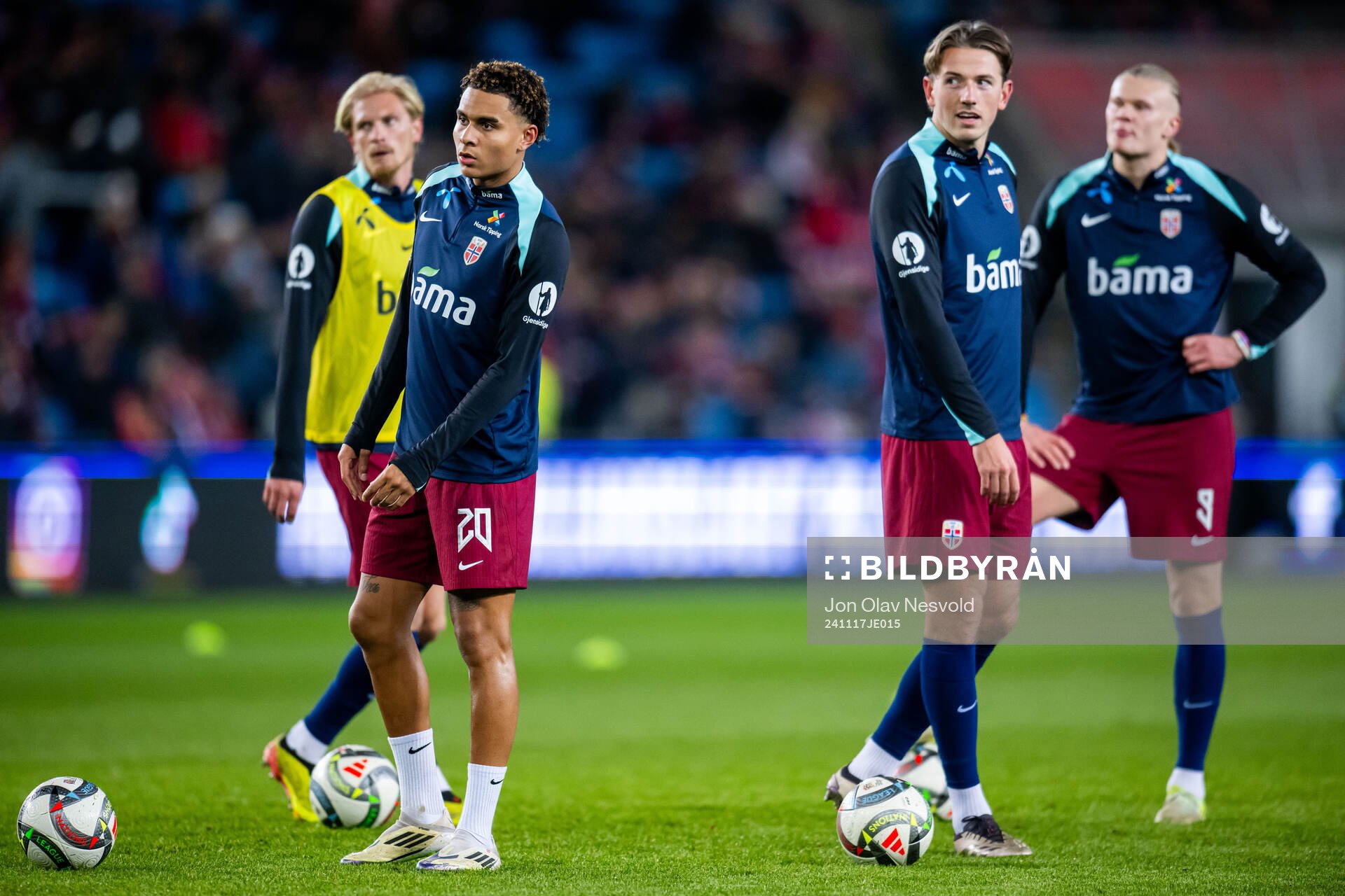 Leo Østigård, Antonio Nusa, Sander Berge and Erling Braut