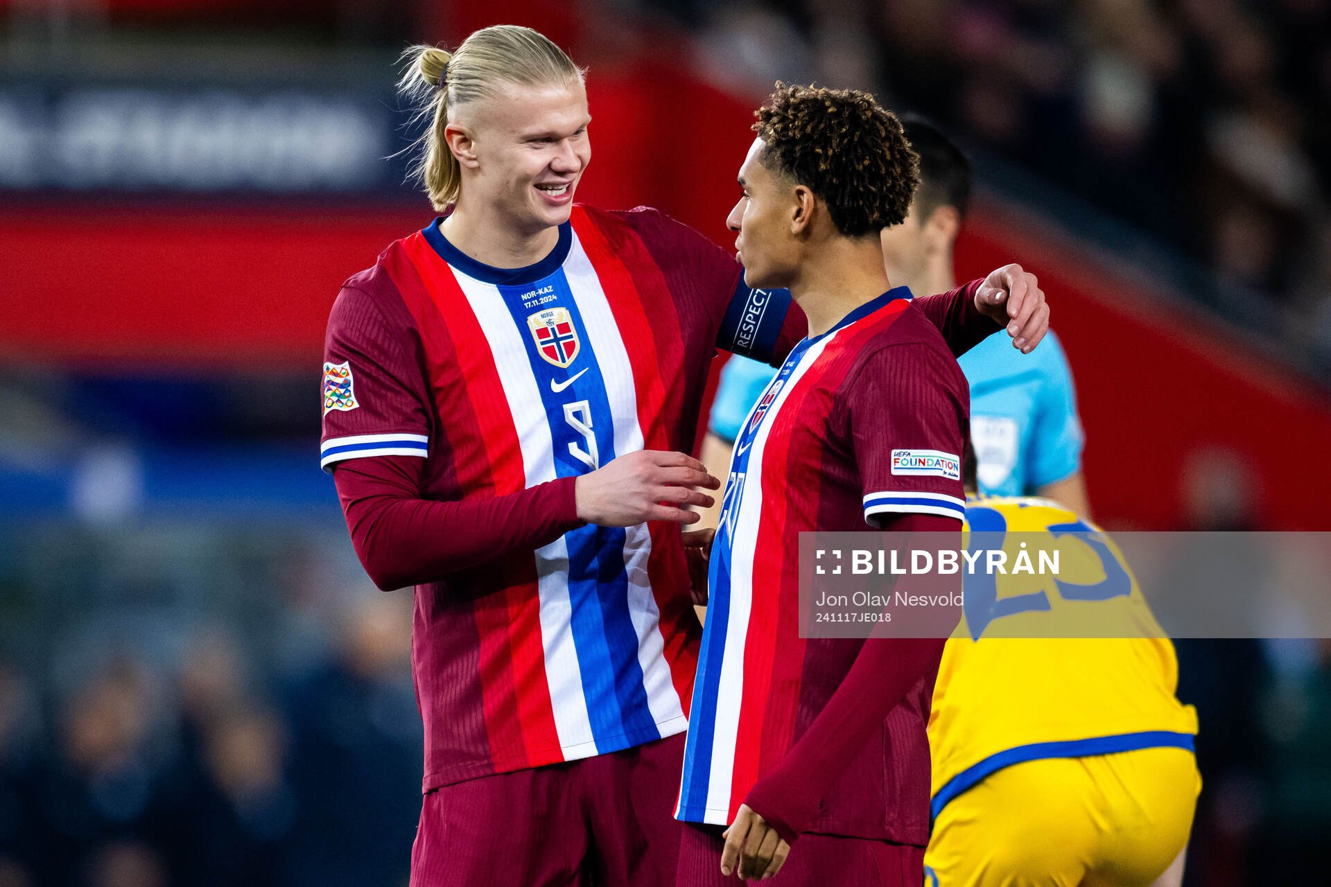Erling Braut Haaland and Antonio Nusa of Norway