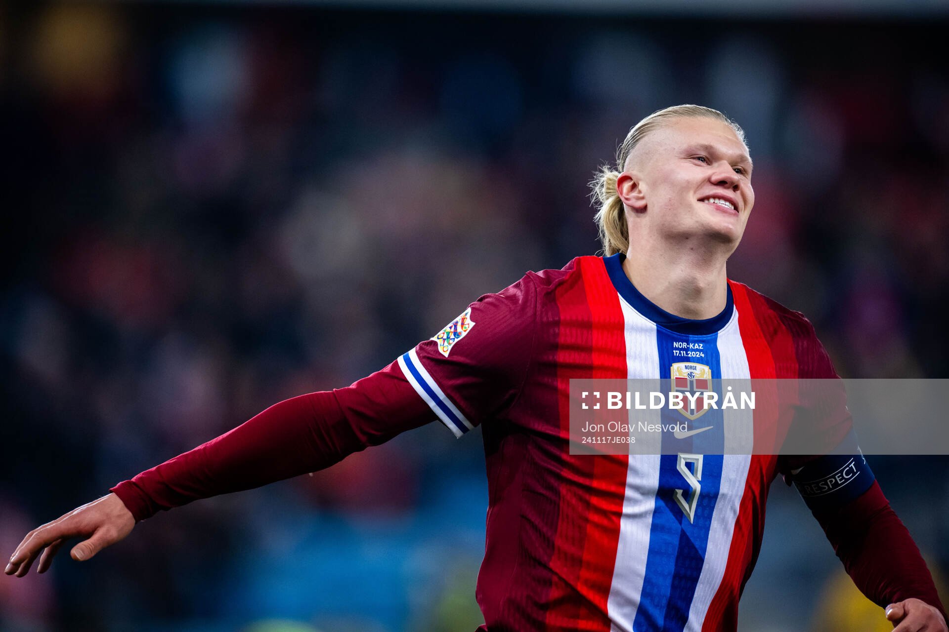 Erling Braut Haaland of Norway celebrates scoring 1-0