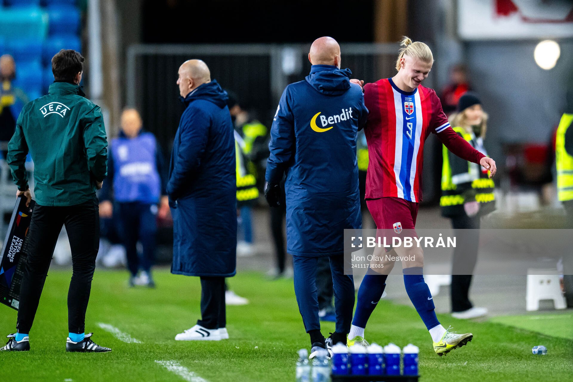 Head coach Ståle Solbakken and Erling Braut Haaland of
