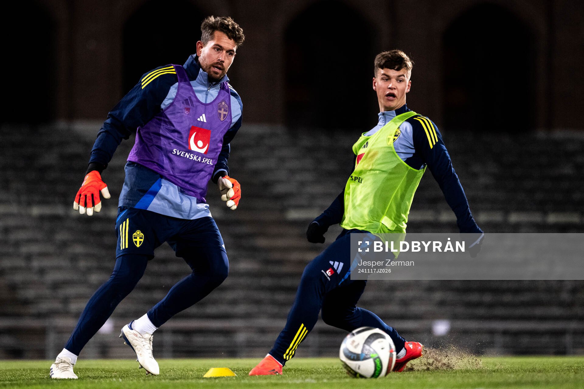Goalkeeper Kristoffer Nordfeldt and Samuel Dahl of the