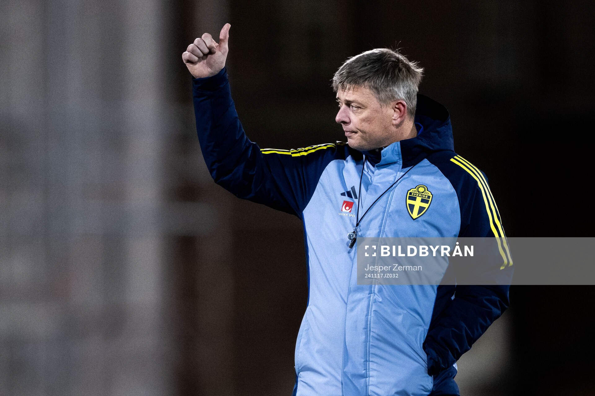 Head coach Jon Dahl Tomasson of the Swedish men's football national team at a training session on November 17, 2024 in Stockholm. 