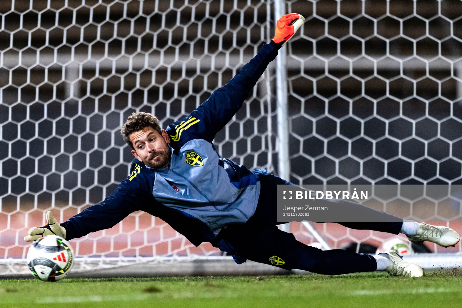Goalkeeper Kristoffer Nordfeldt of the Swedish men's