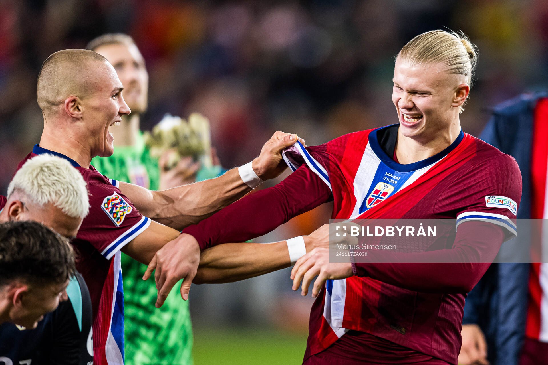 Leo Skiri Østigård and Erling Braut Haaland of Norway