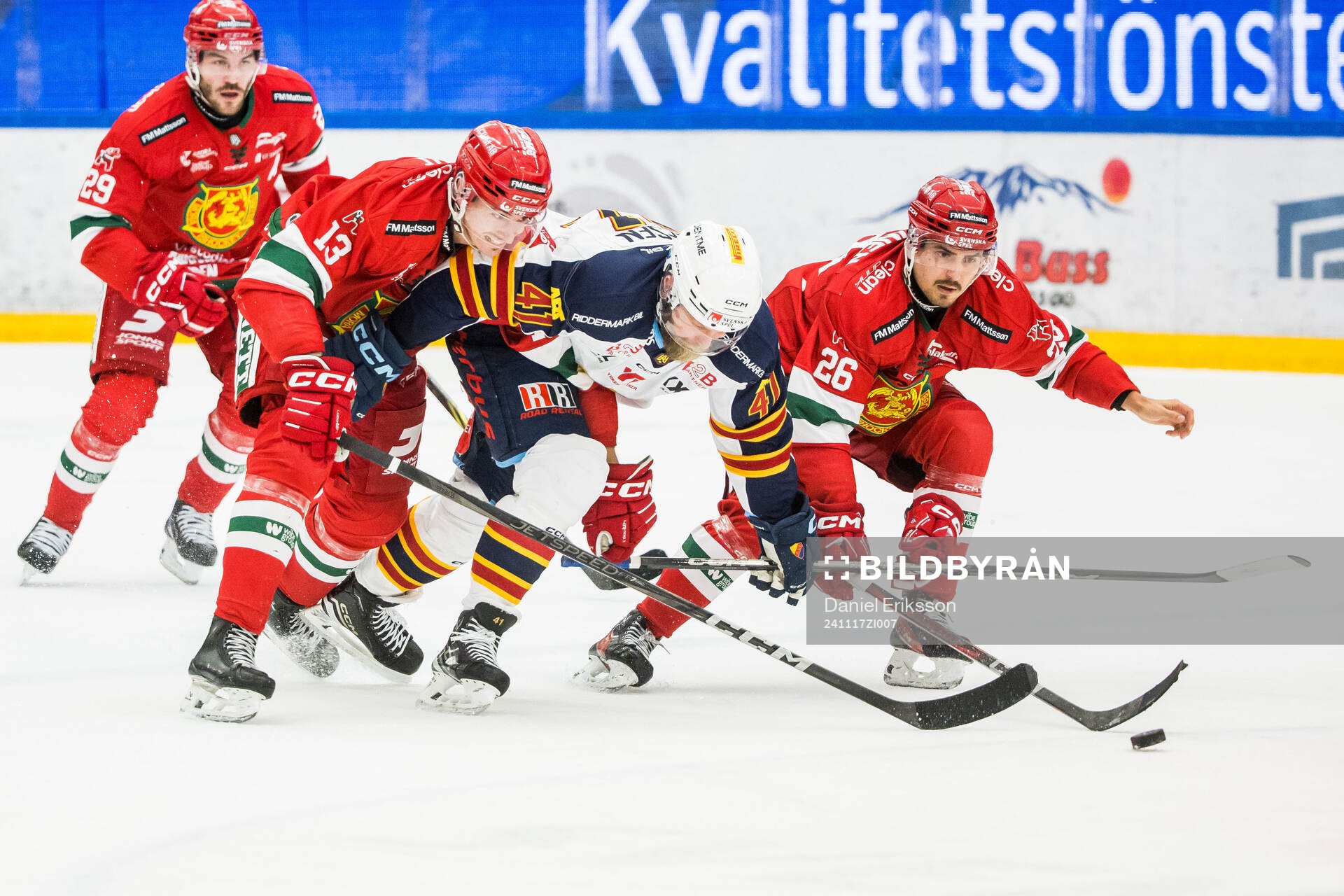 Moras Fabian Ilestedt och Djurgårdens Patrick Thoresen och