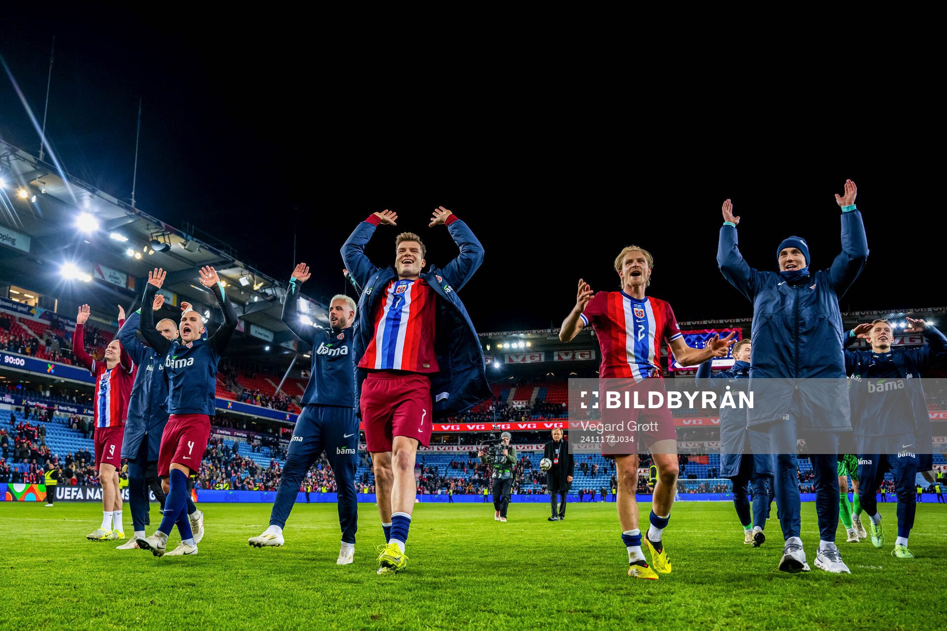 Leo Østigård, Alexander Sørloth and Morten Thorsby of