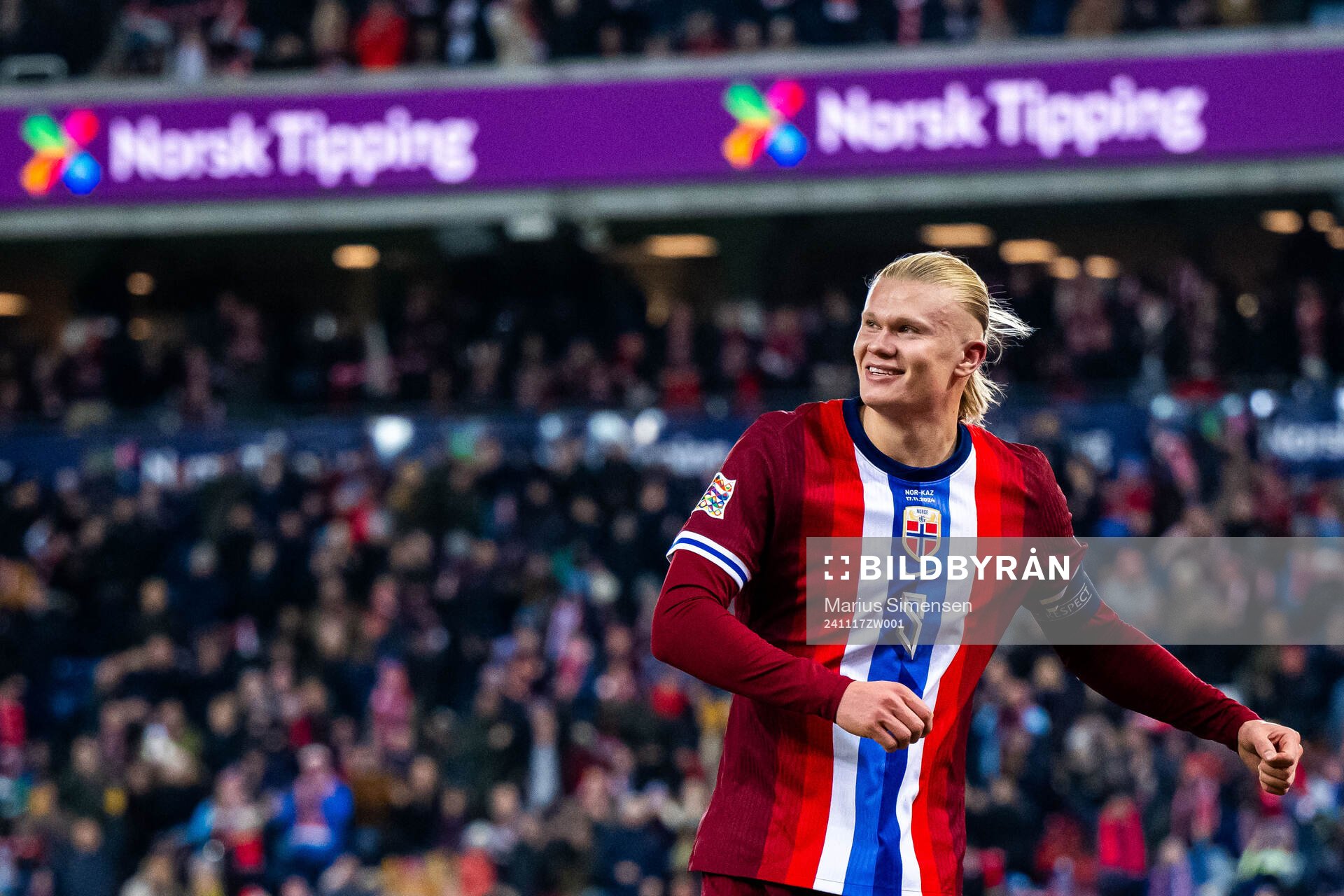 Erling Braut Haaland of Norway celebrates scoring 2-0