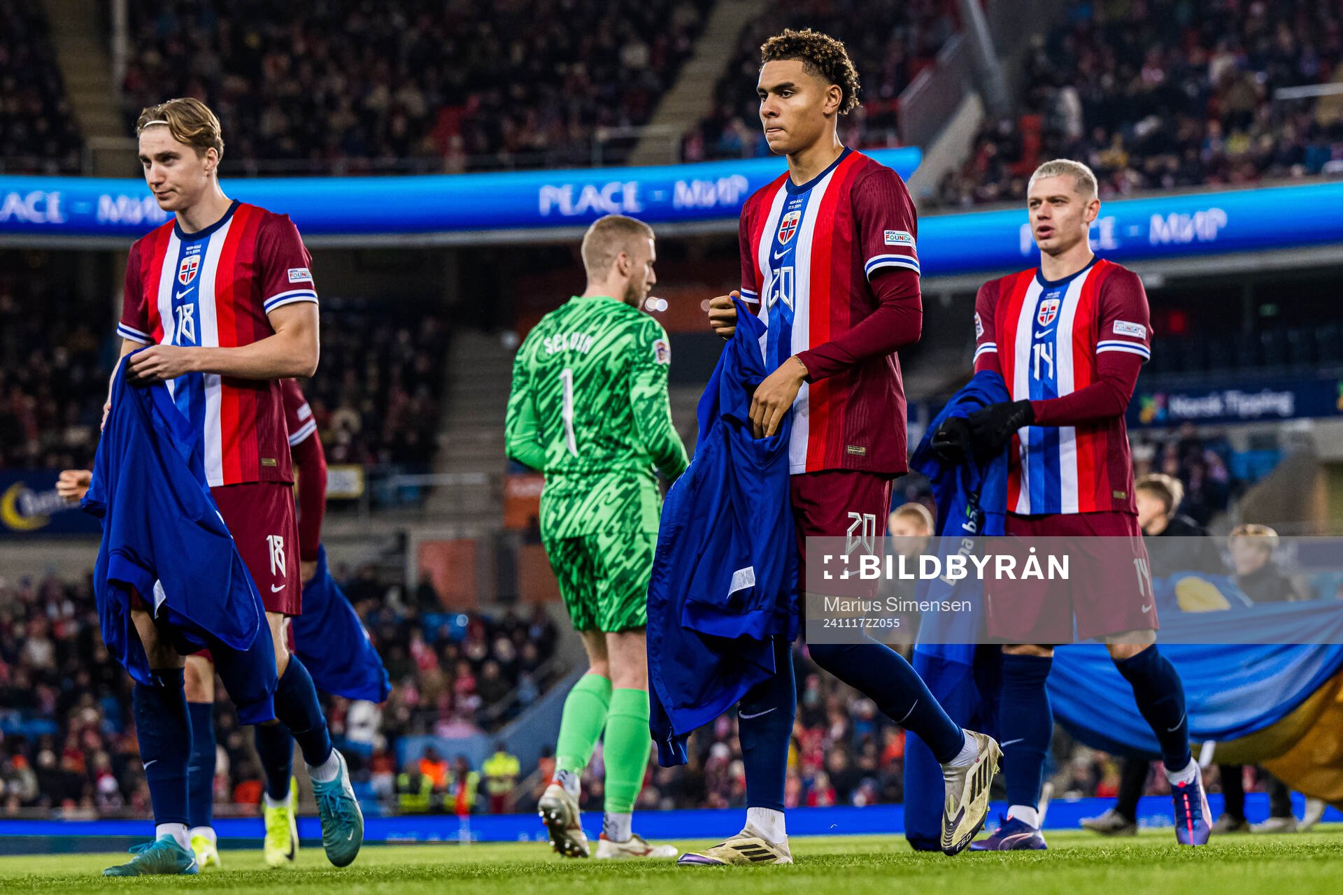 Kristian Thorstvedt and Antonio Nusa of Norway