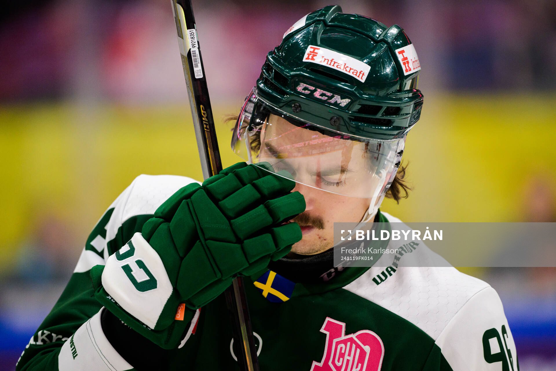 David Tomasek of Färjestad look dejected