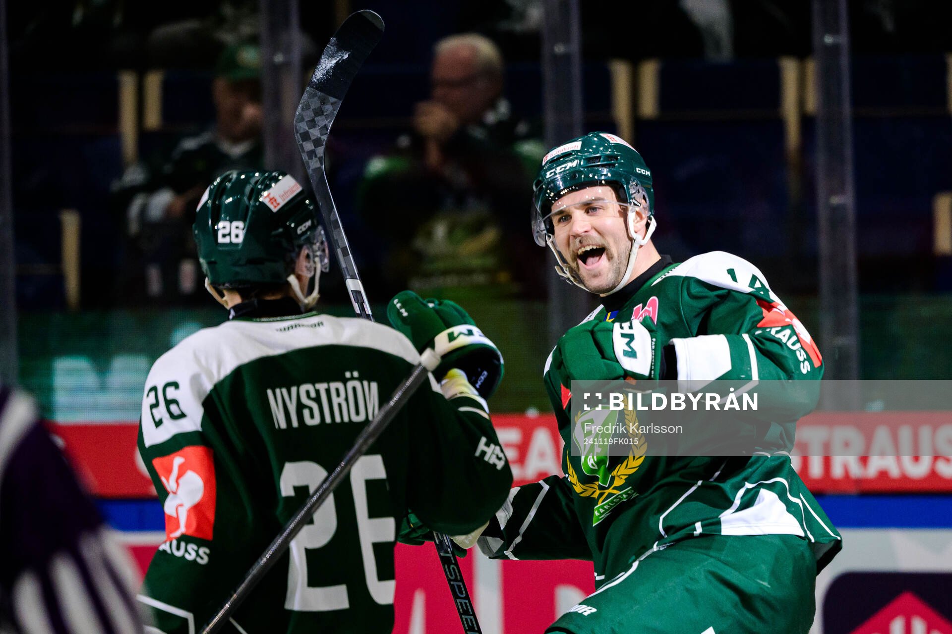 Henrik Björklund of Färjestad celebrates