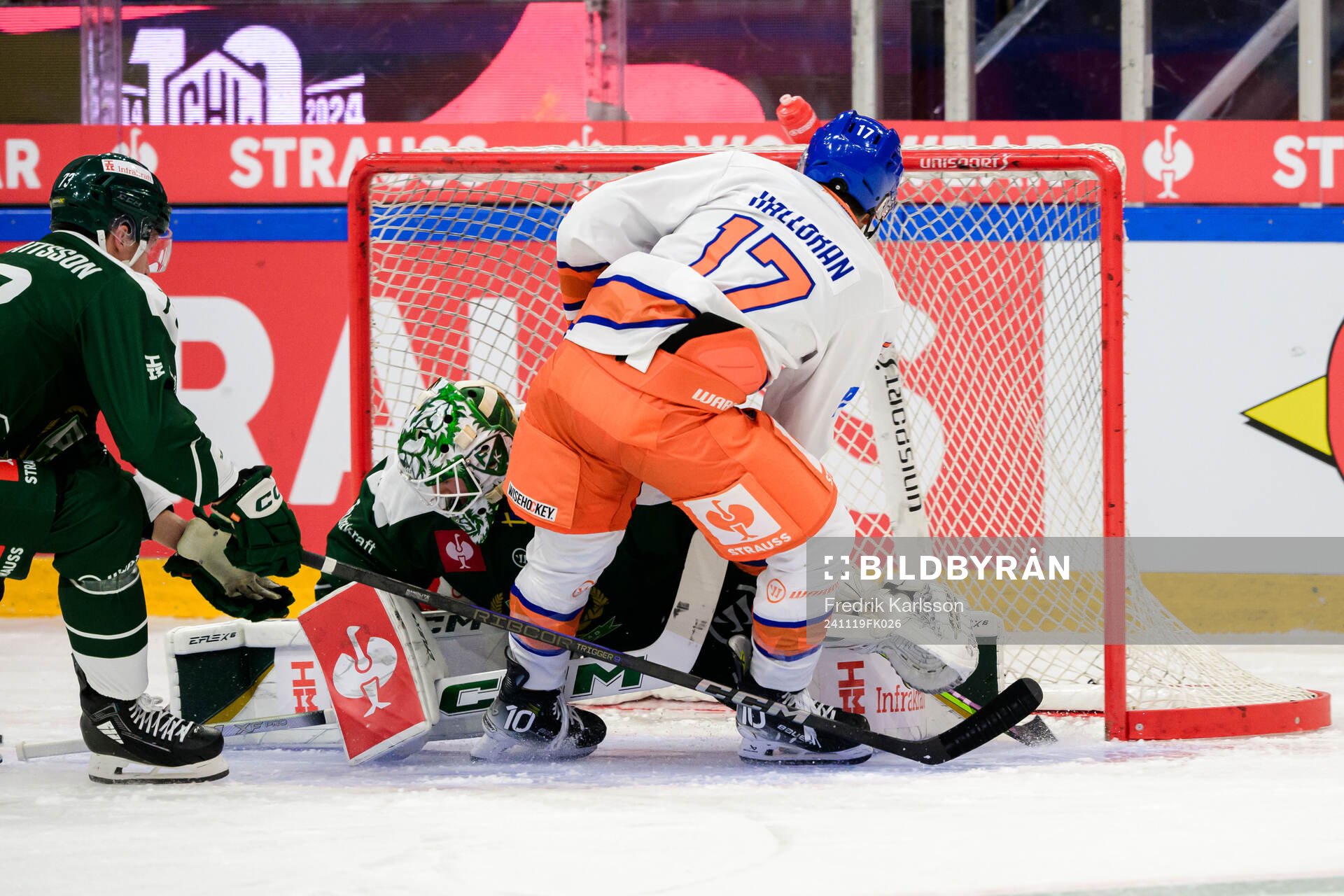Goaltender Maxime Lagacé of Färjestad and Nicholas