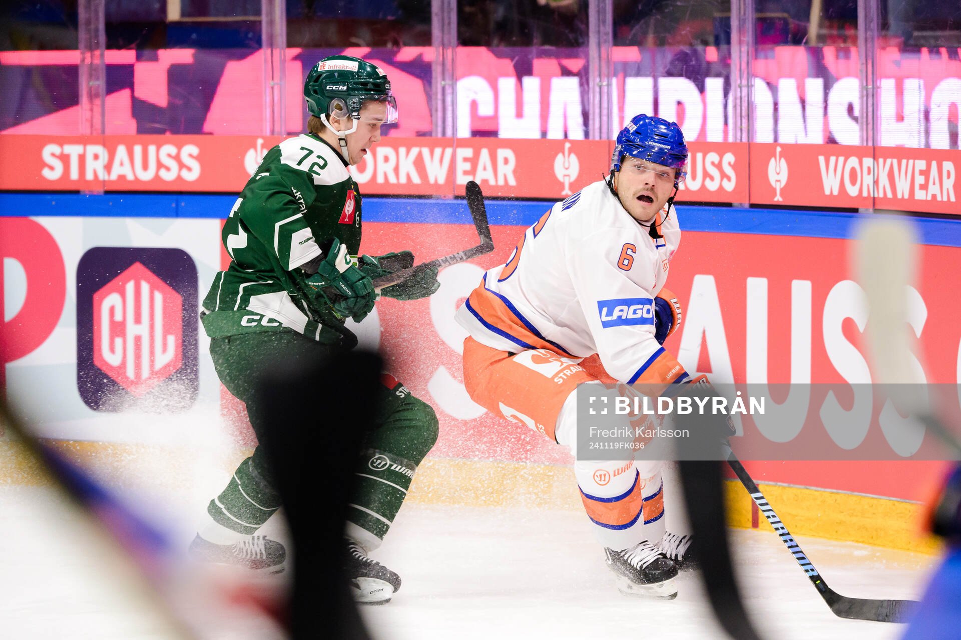 Stian Solberg of Färjestad  and Ruben Rafkin of Tappara