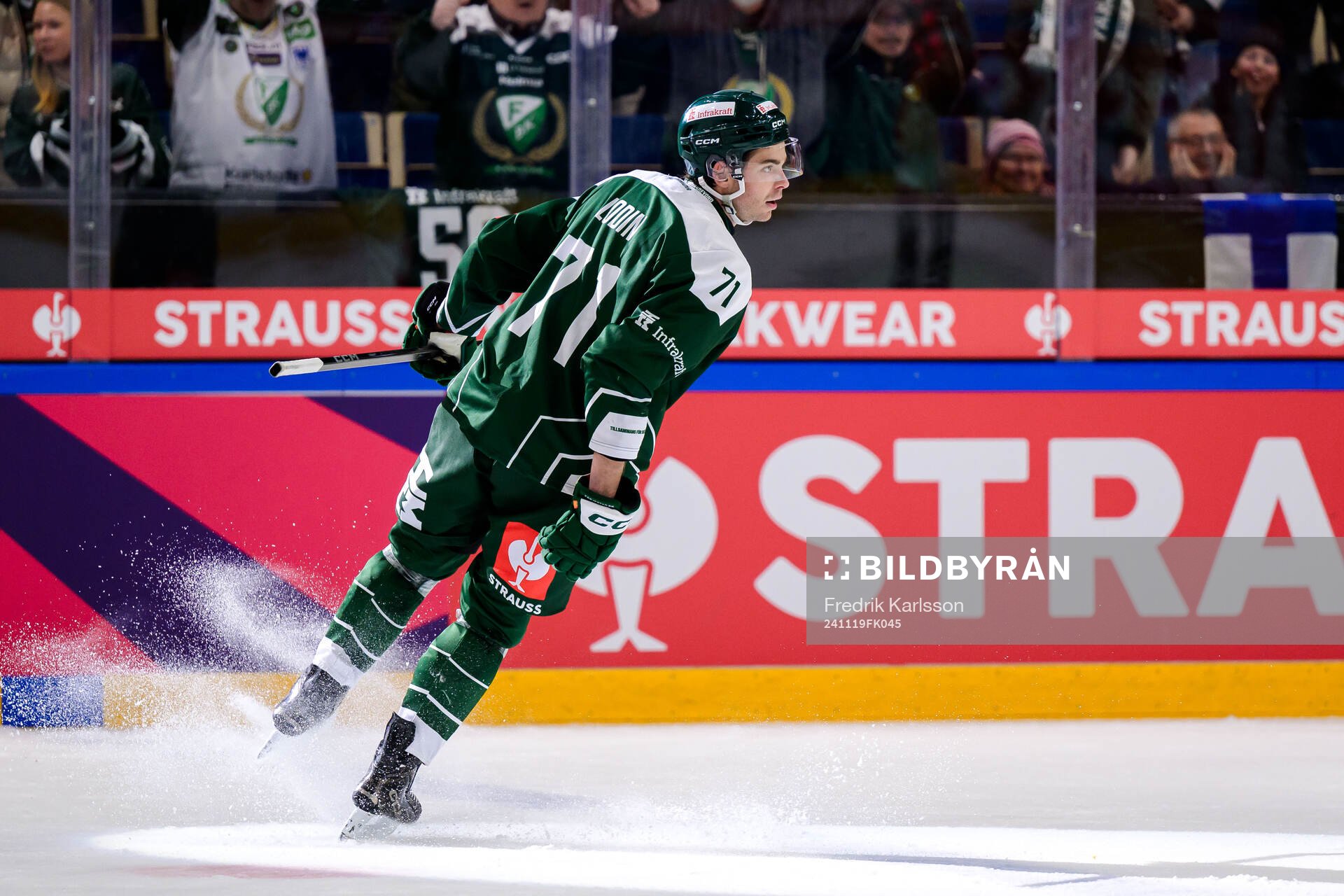 Viktor Lodin of Färjestad celebrates