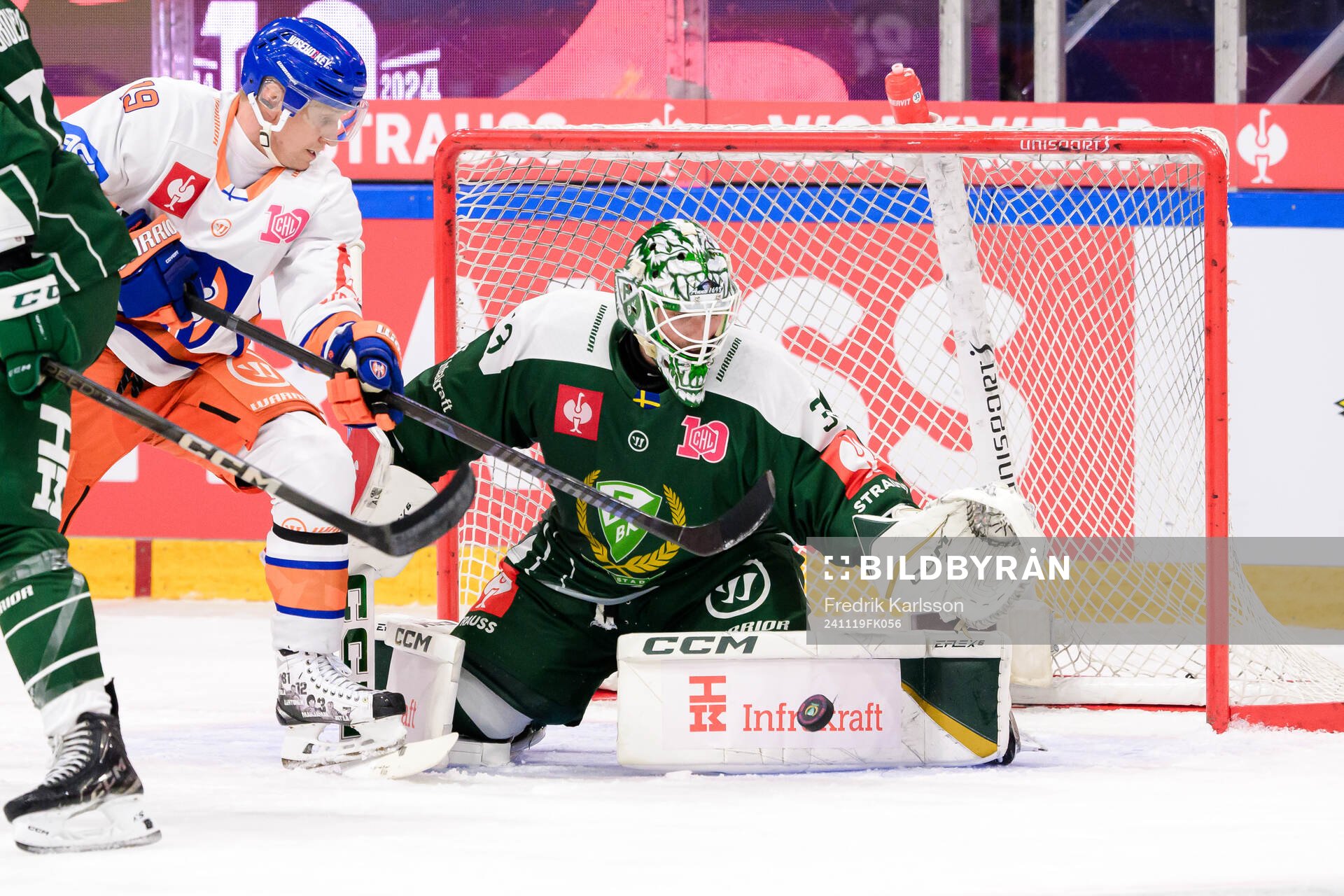 Veli-Matti Savinainen of Tappara Tampere and goaltender