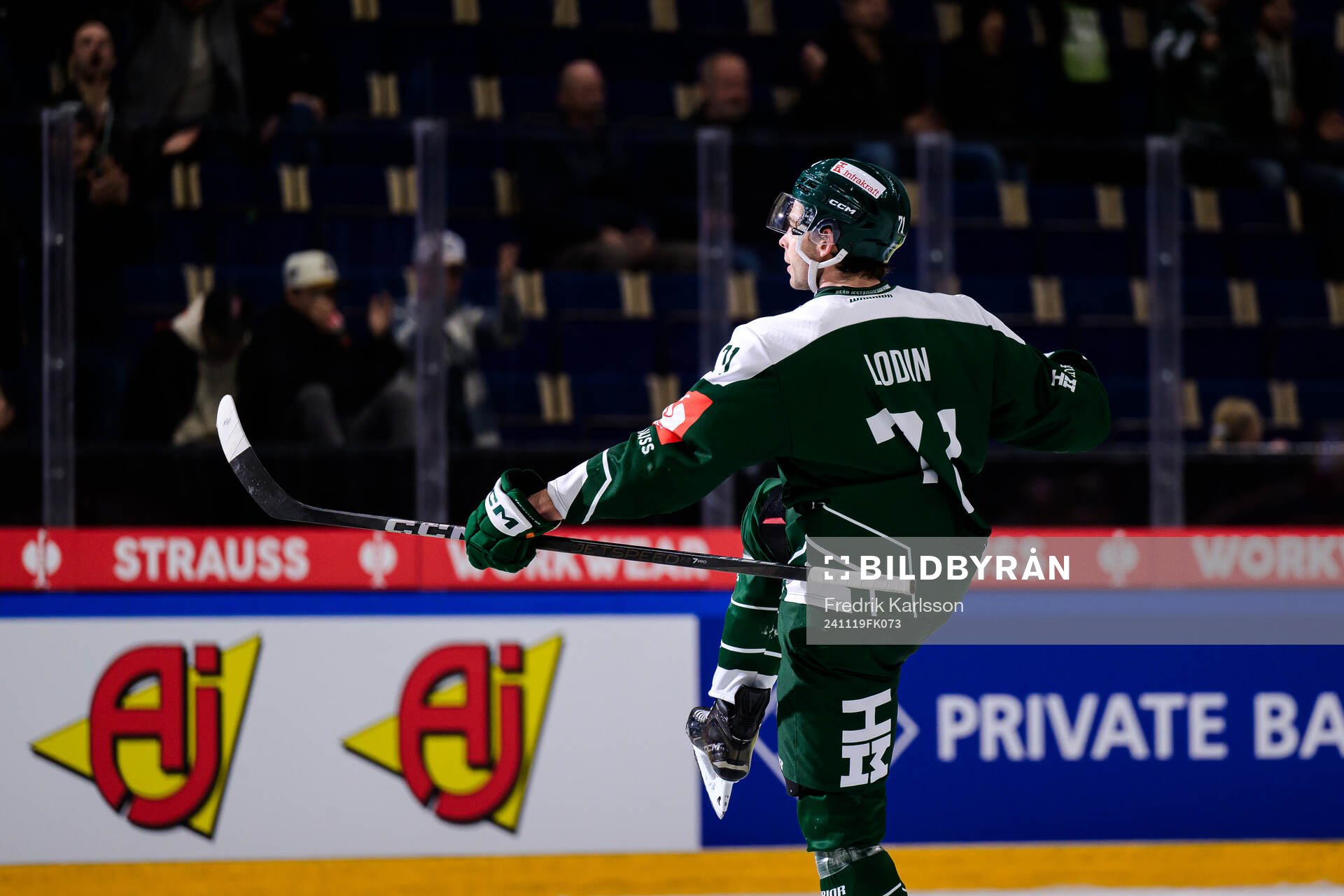 Viktor Lodin of Färjestad  celebrate
