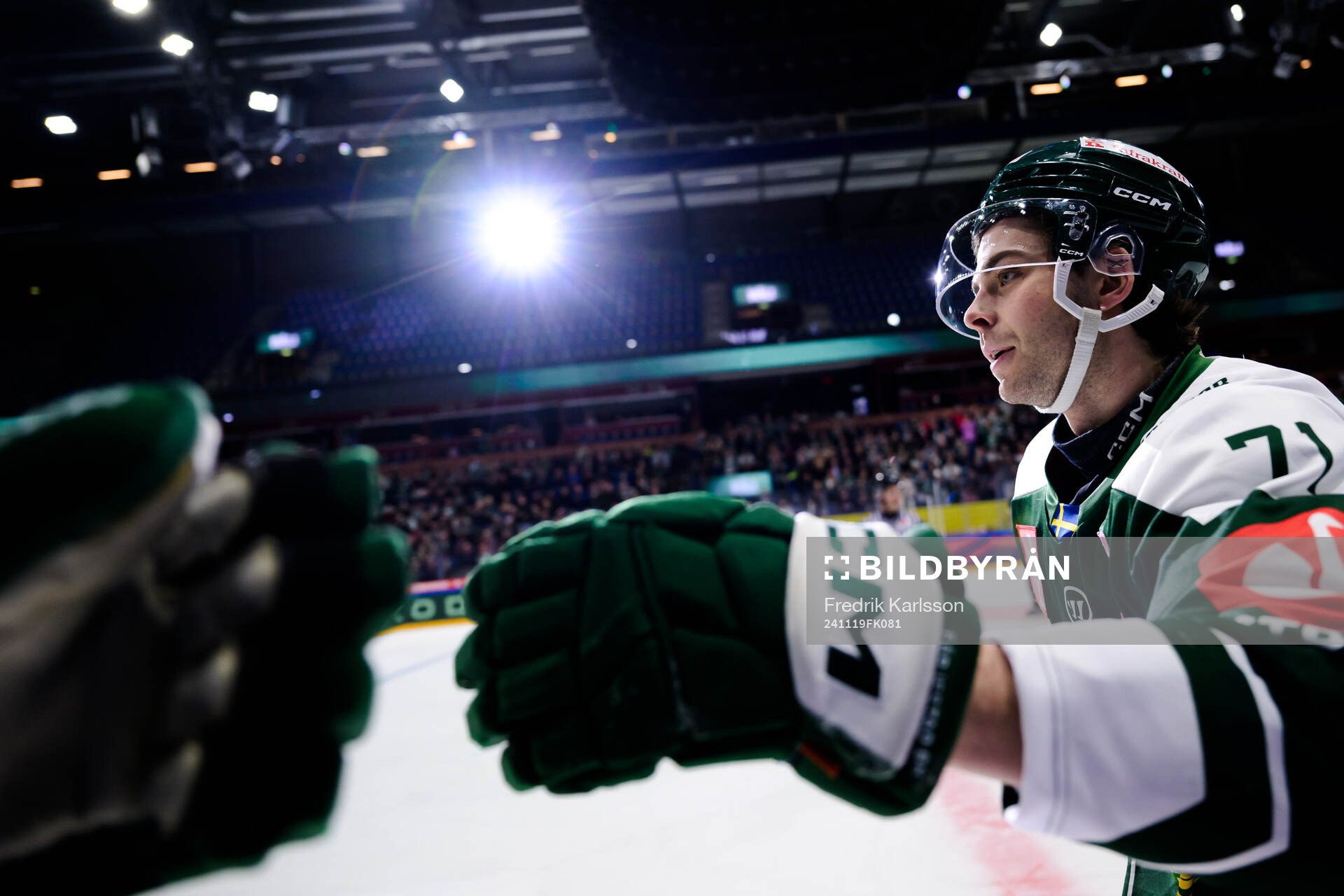 Viktor Lodin of Färjestad celebrates