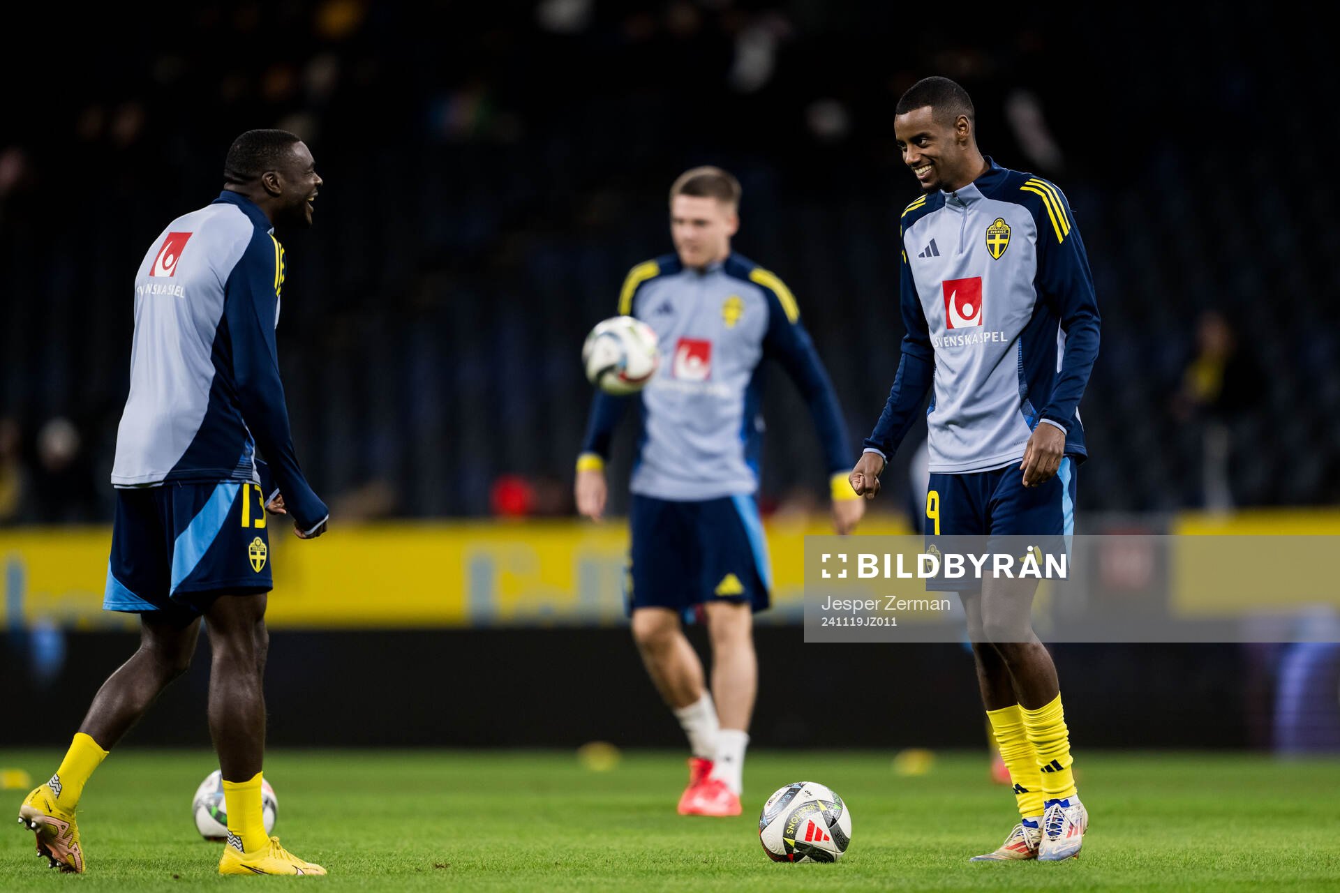 Ken Sema and Alexander Isak of Sweden