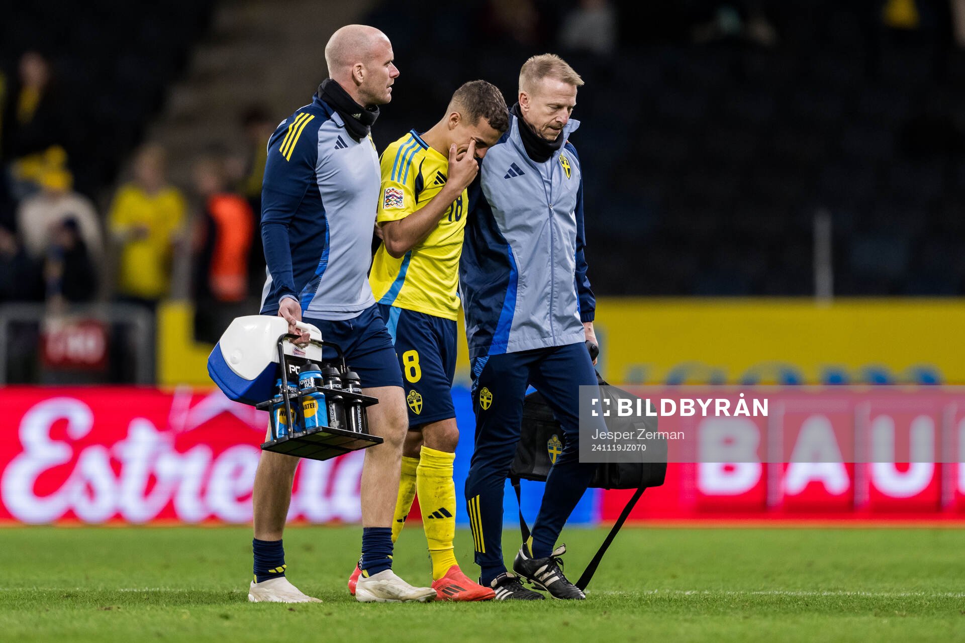 Yasin Ayari of Sweden looks dejected while leaving the pitch