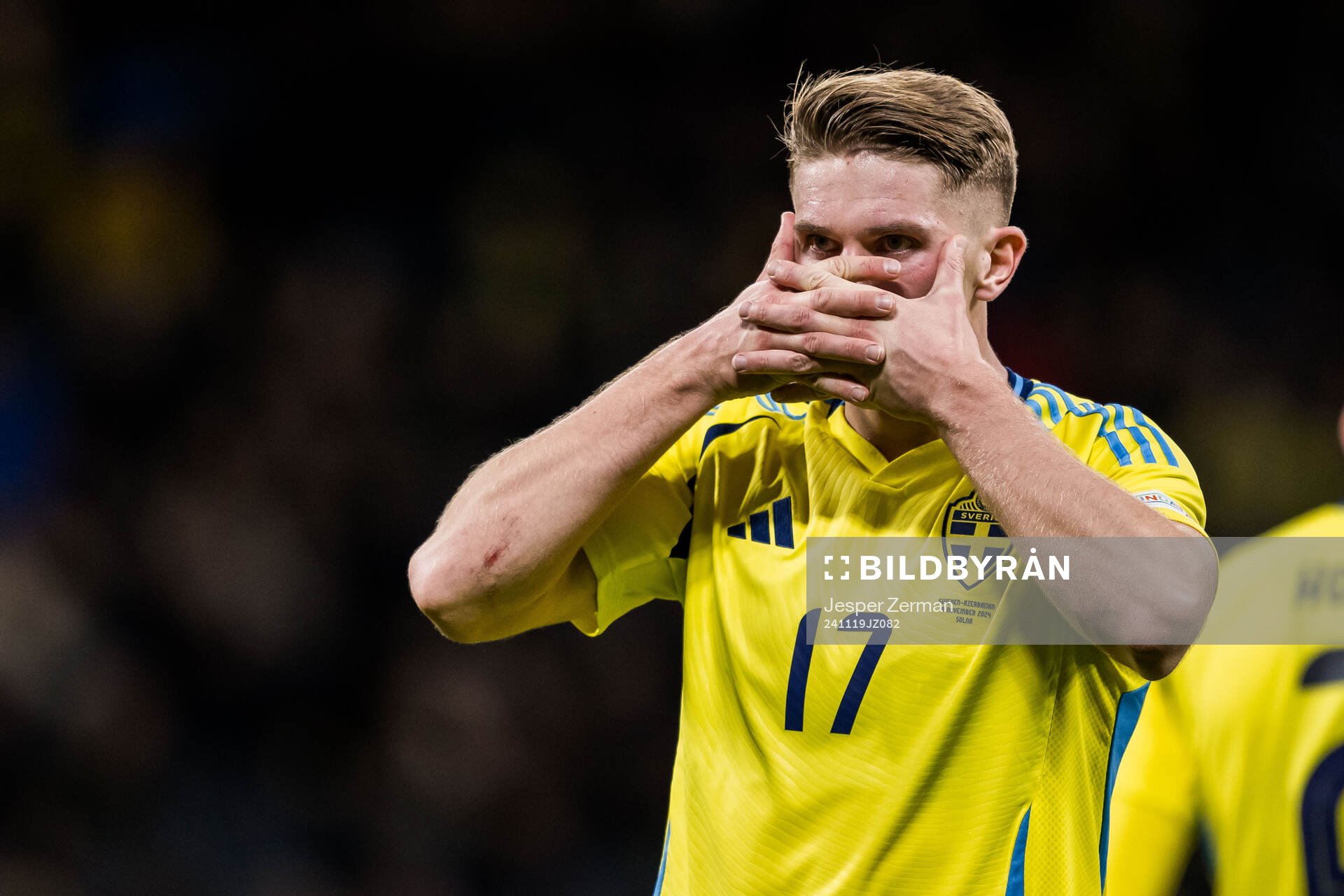 Viktor Gyökeres of Sweden celebrates
