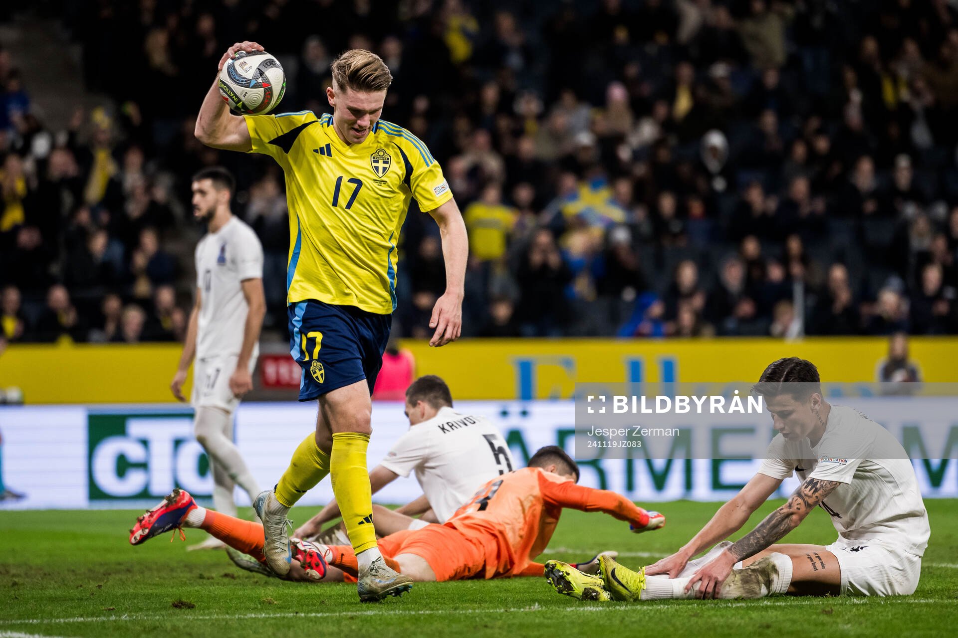 Viktor Gyökeres of Sweden celebrates