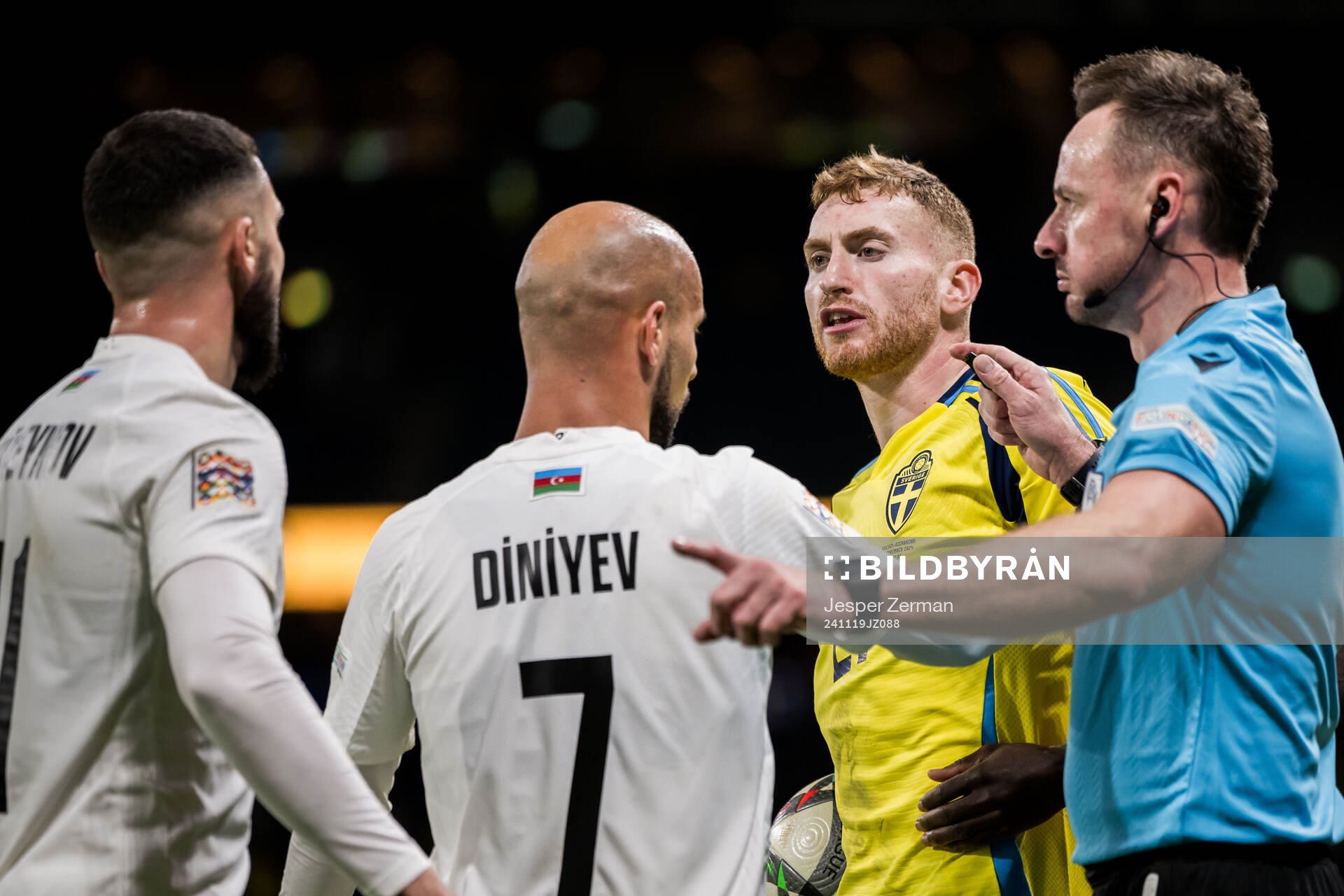 Dejan Kulusevski of Sweden and Elvin Jamalov of Azerbaijan