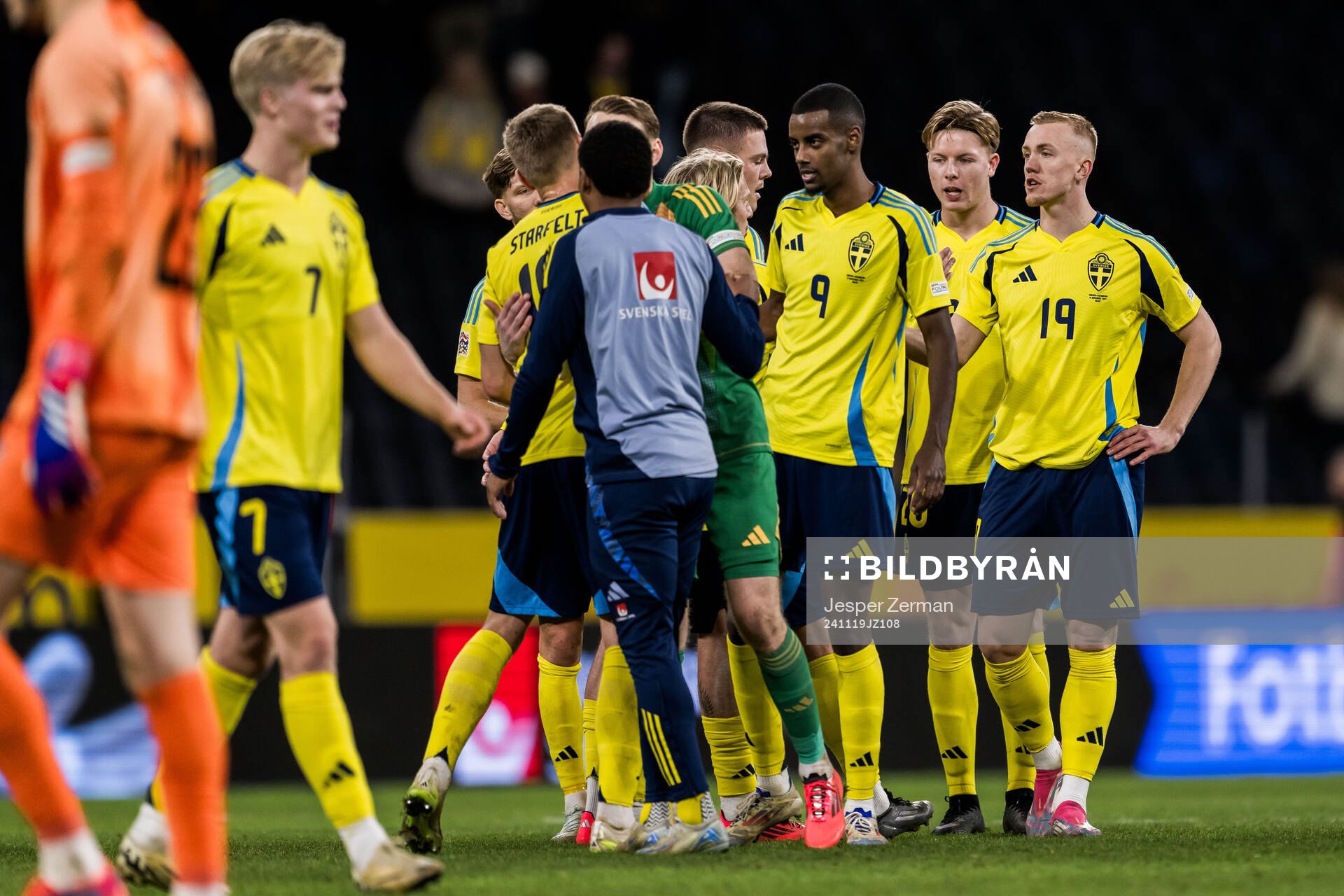 Isac Lidberg of Sweden after the Nations League football match between Sweden and Azerbaijan on November 19, 2024 in Stockholm. 